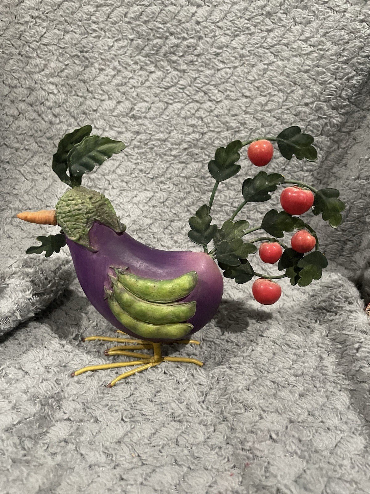Vintage Eggplant Rooster Figurine Carrot Tomato Chicken Kitchen Farmhouse Decor