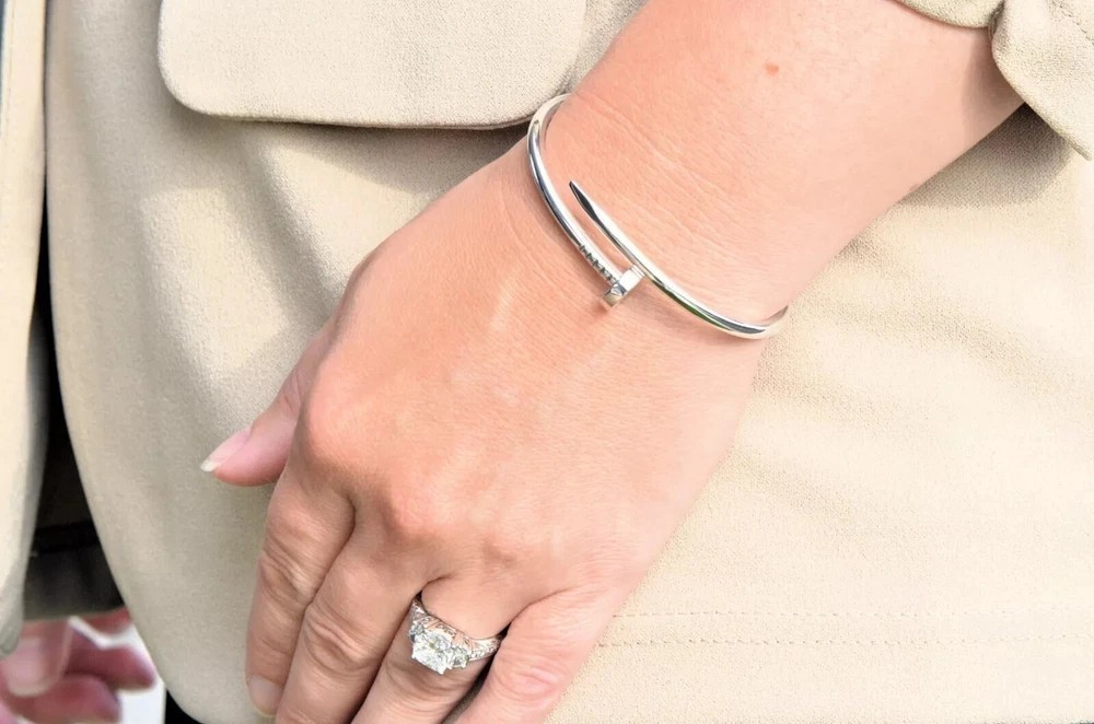 Sterling Silver Bracelet, White Gold Color Just Clou Bracelet 3.5MM, Full Box