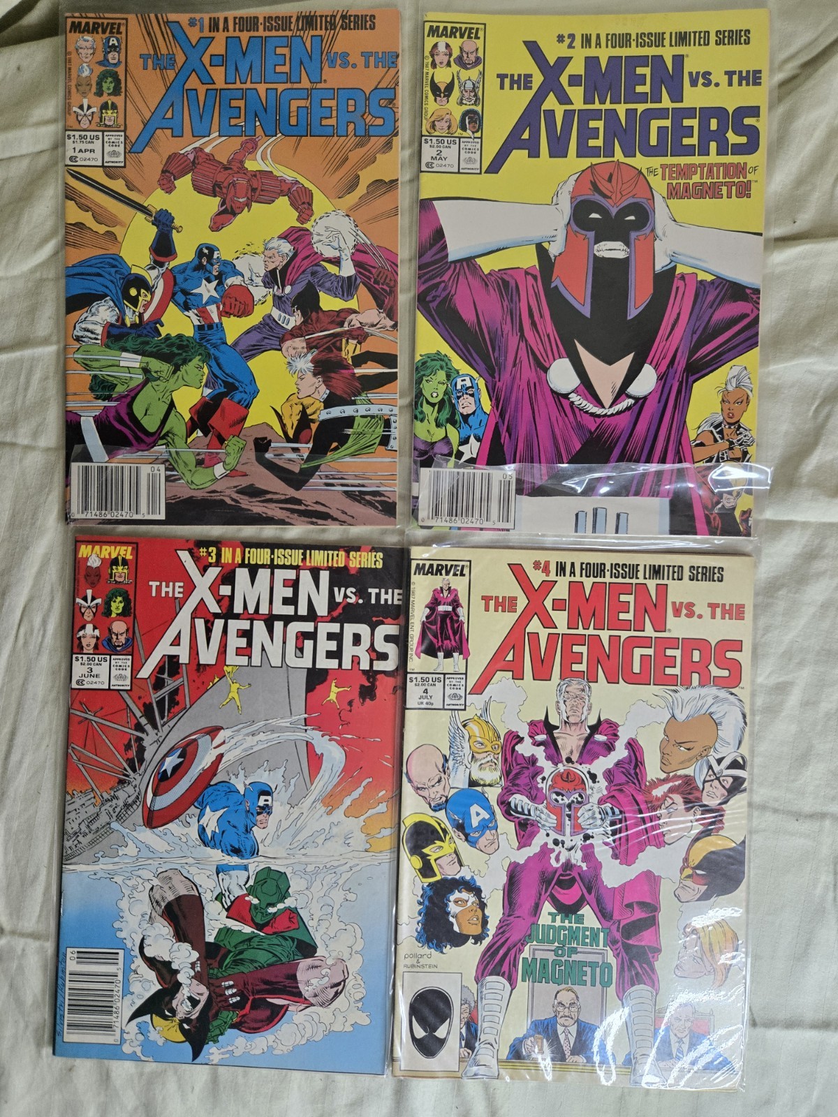 X-Men Vs The Avengers #1-4 Marvel Comics 1987 Complete Limited Series