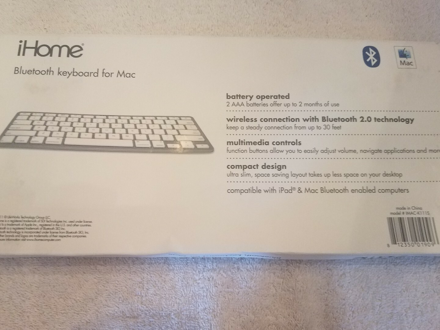 iHome IMACK111S Mac Bluetooth Keyboard Silver