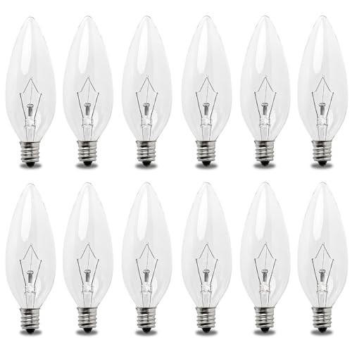 12 Pack 60W 120V E12 Base B10 CTC Incandescent Light Bulbs, 60 Watts