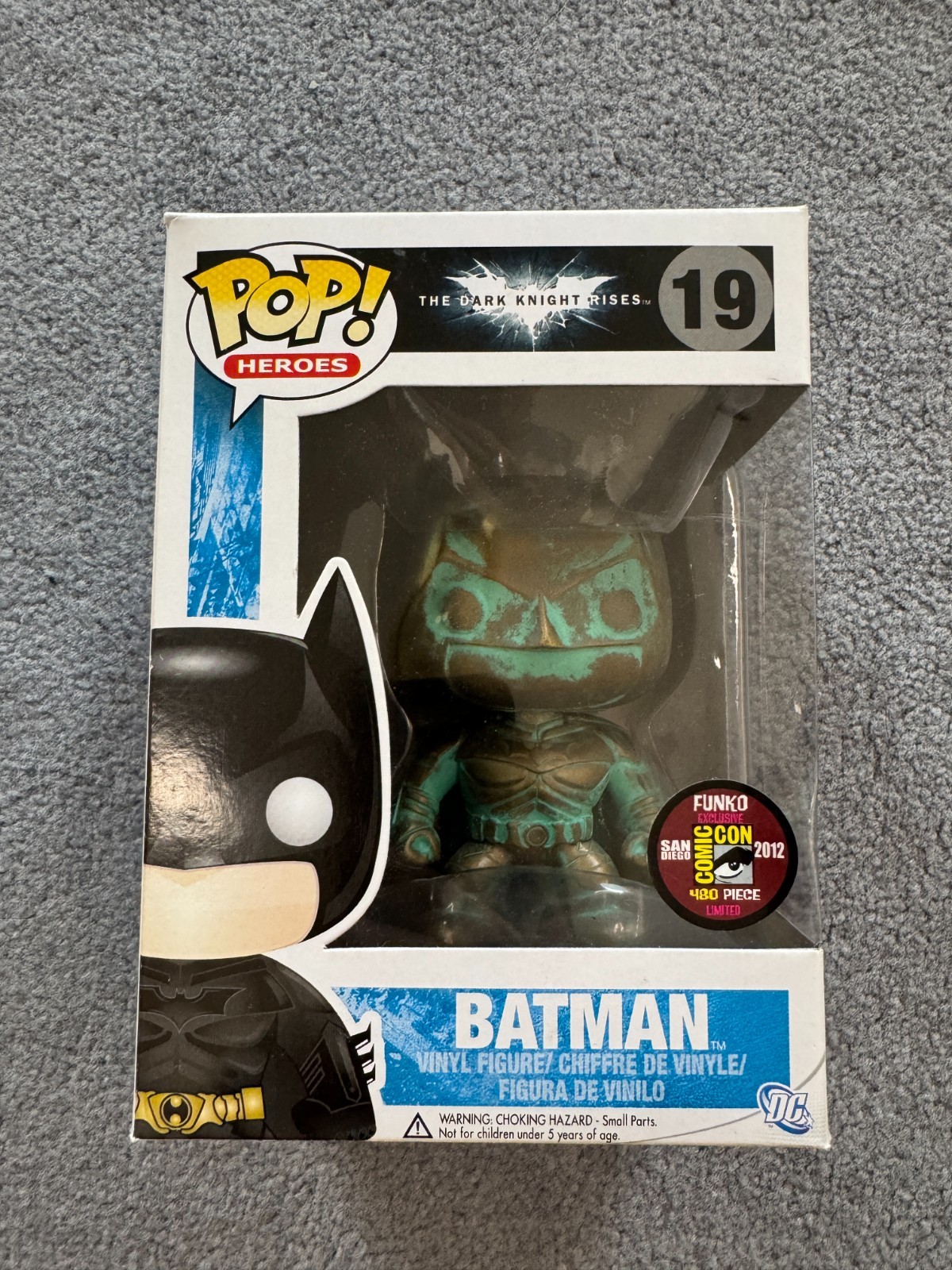 Batman Funko Pop! #19, 2012 SDCC Exclusive, LE 480 Patina, The Dark Night Rises