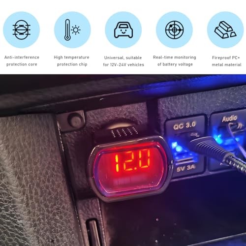 Car LED Display Voltmeter – DC 12V 24V Battery Voltage Tester – Digital 1 PCS