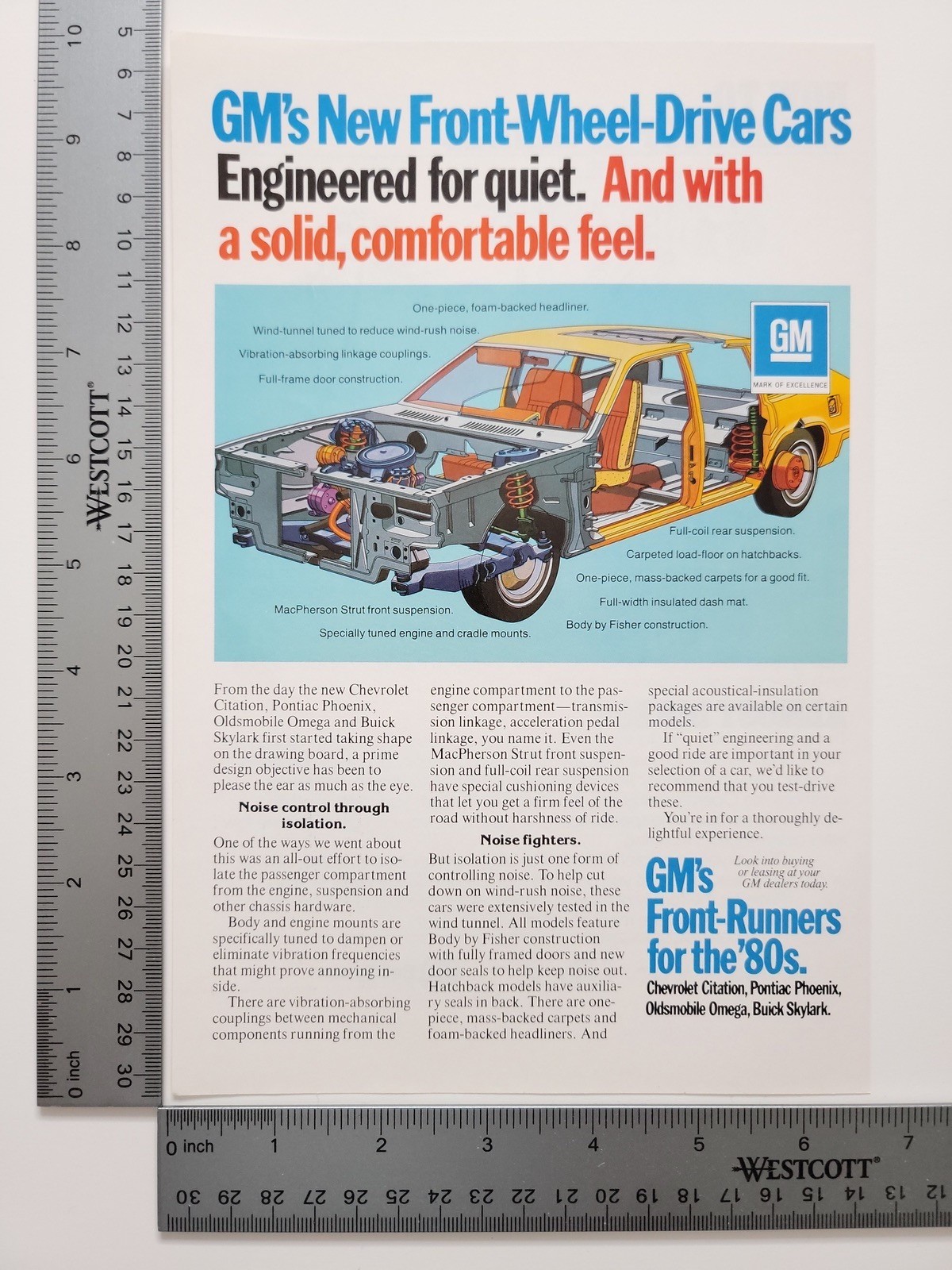 GM Front Wheel Drive Engineering Cutaway Car Print Ad Vintage Auto Tech