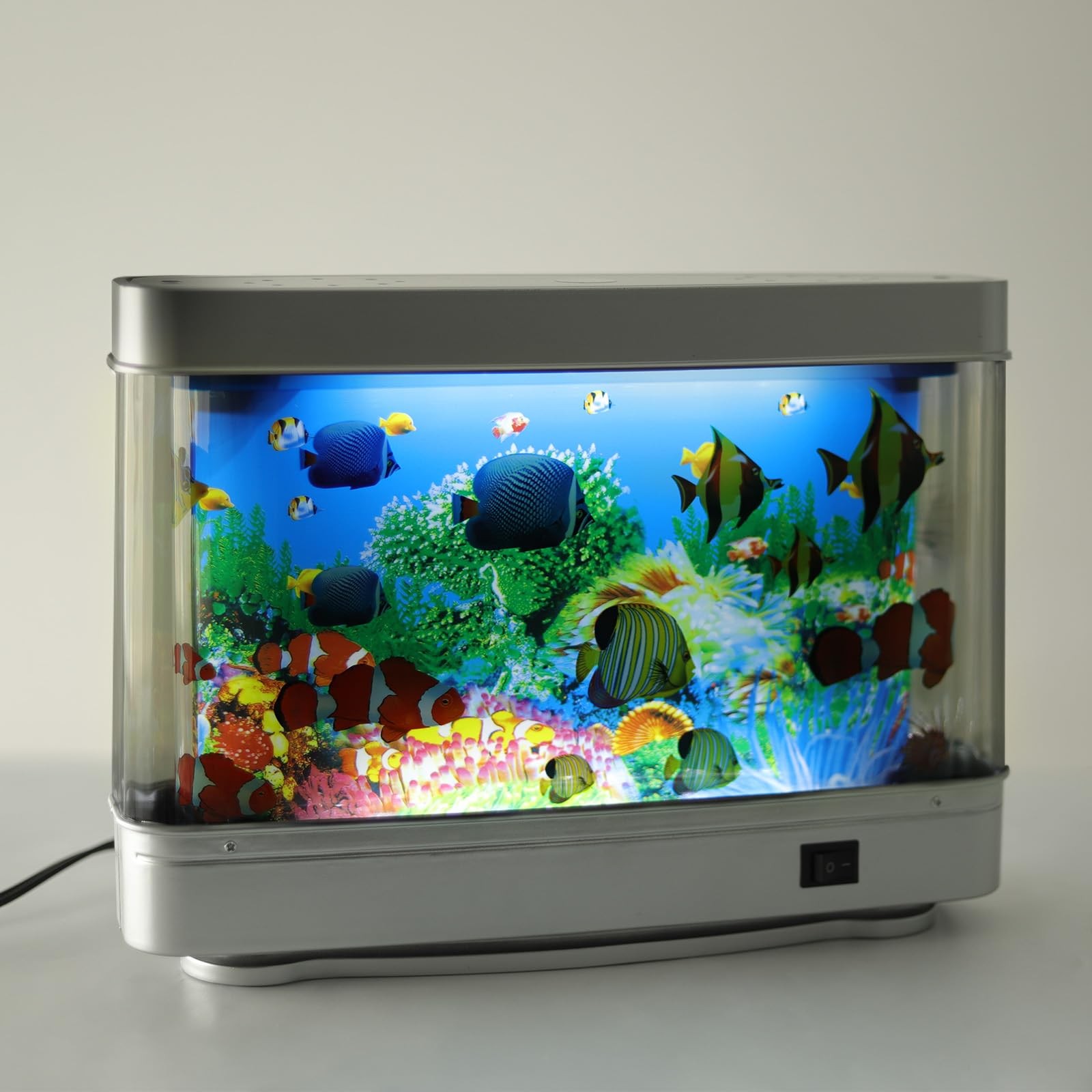 Moving Fish Tank Lamp Crystal Clear Shell Desk Decor 14 LEDs 11.8 Inch Silent
