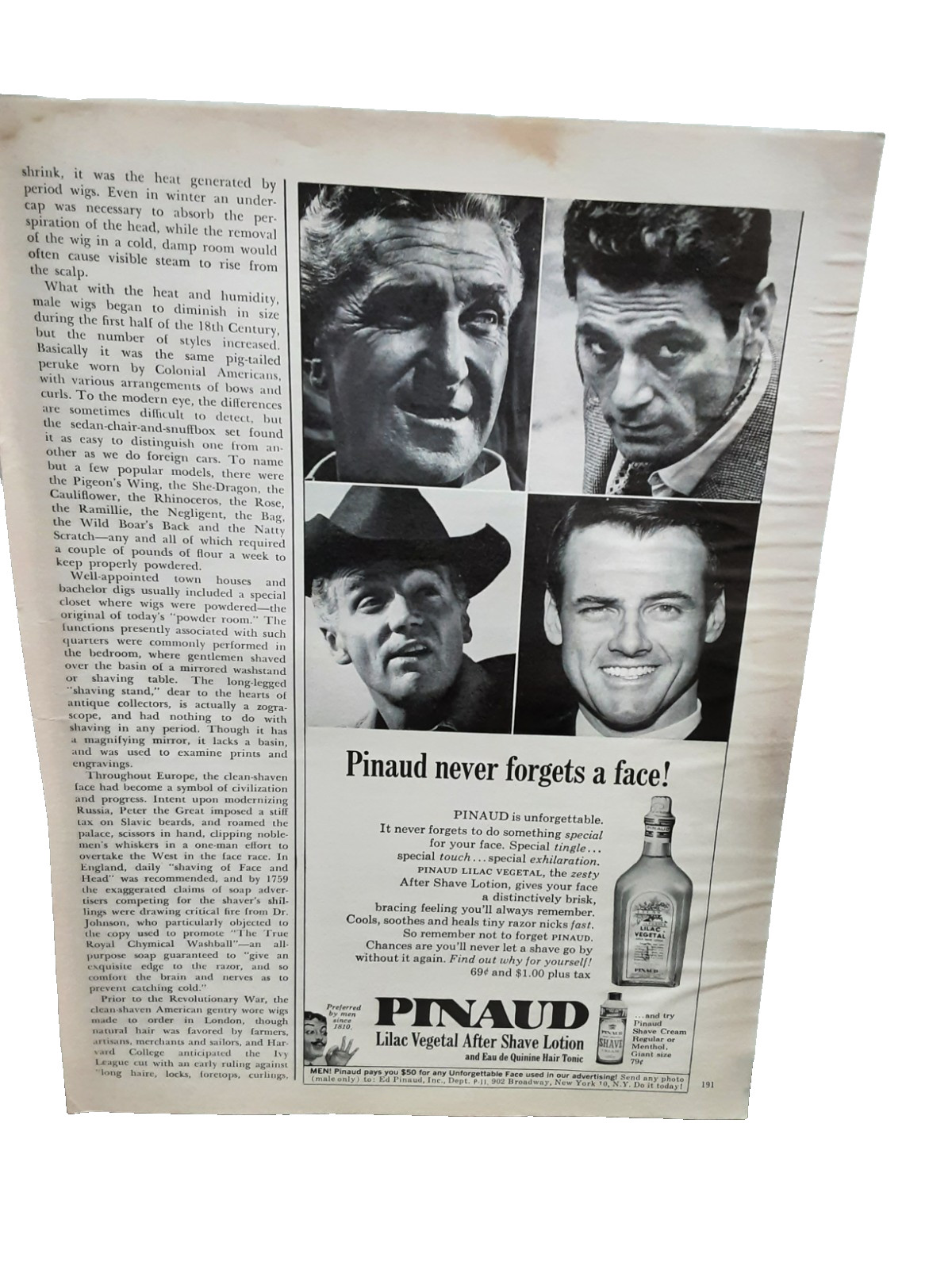 1964 Pinaud Lilac Vegetal Ad – Men’s Grooming Aftershave Lotion Promo