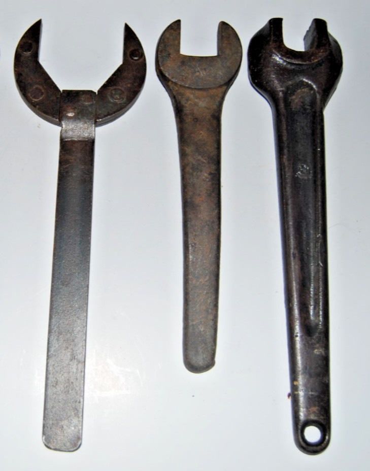 Rare Antique Wrench Lot 3pc Farm Plumbing Spud Wrenches 10-12.5in