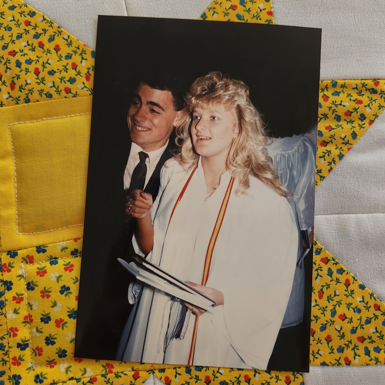 VTG Color Snapshot Photo 1980s High School Graduation Friends 1989