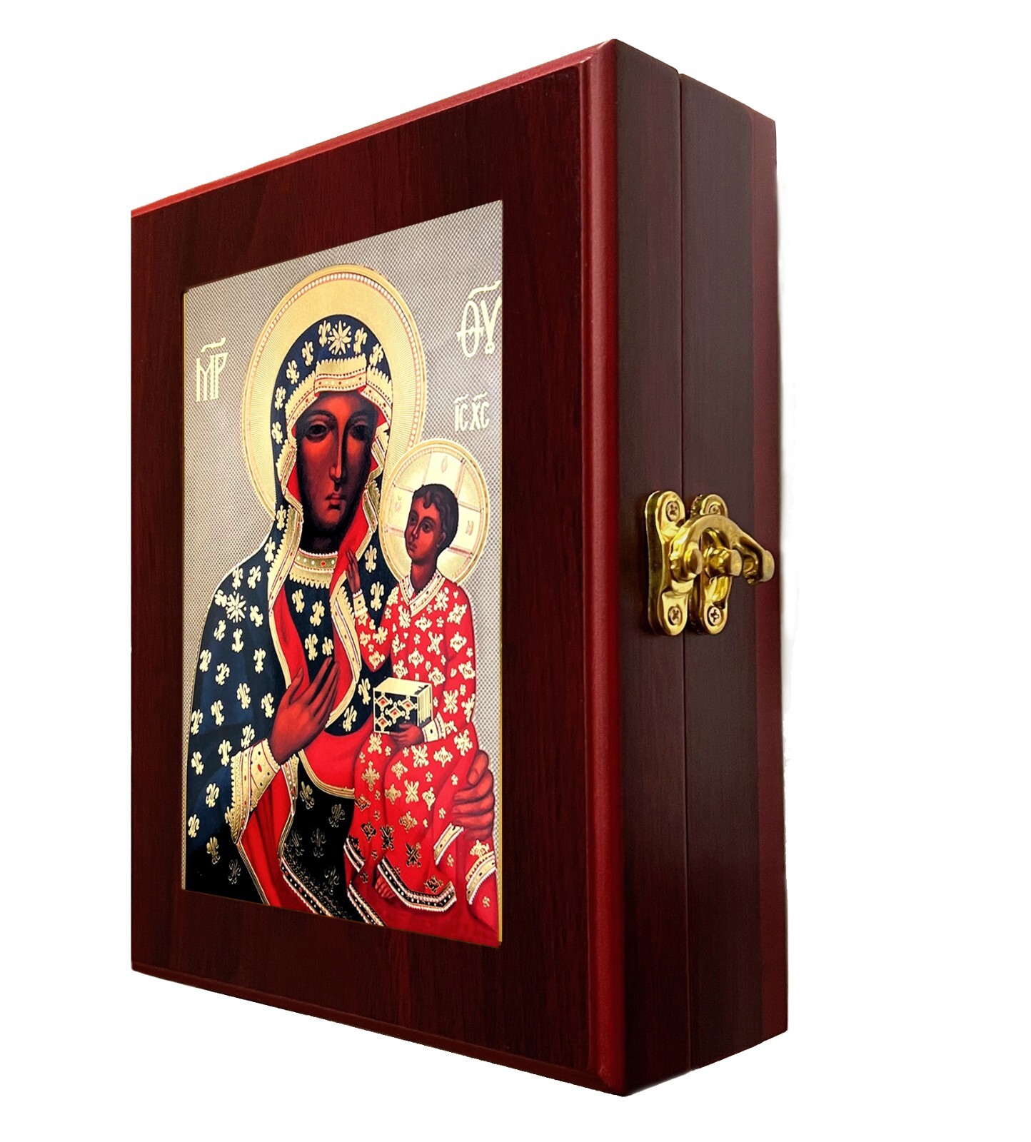 Our Lady of Czestochowa Black Madonna Icon WALL OR TABLE Box Wooden 7 1/2″
