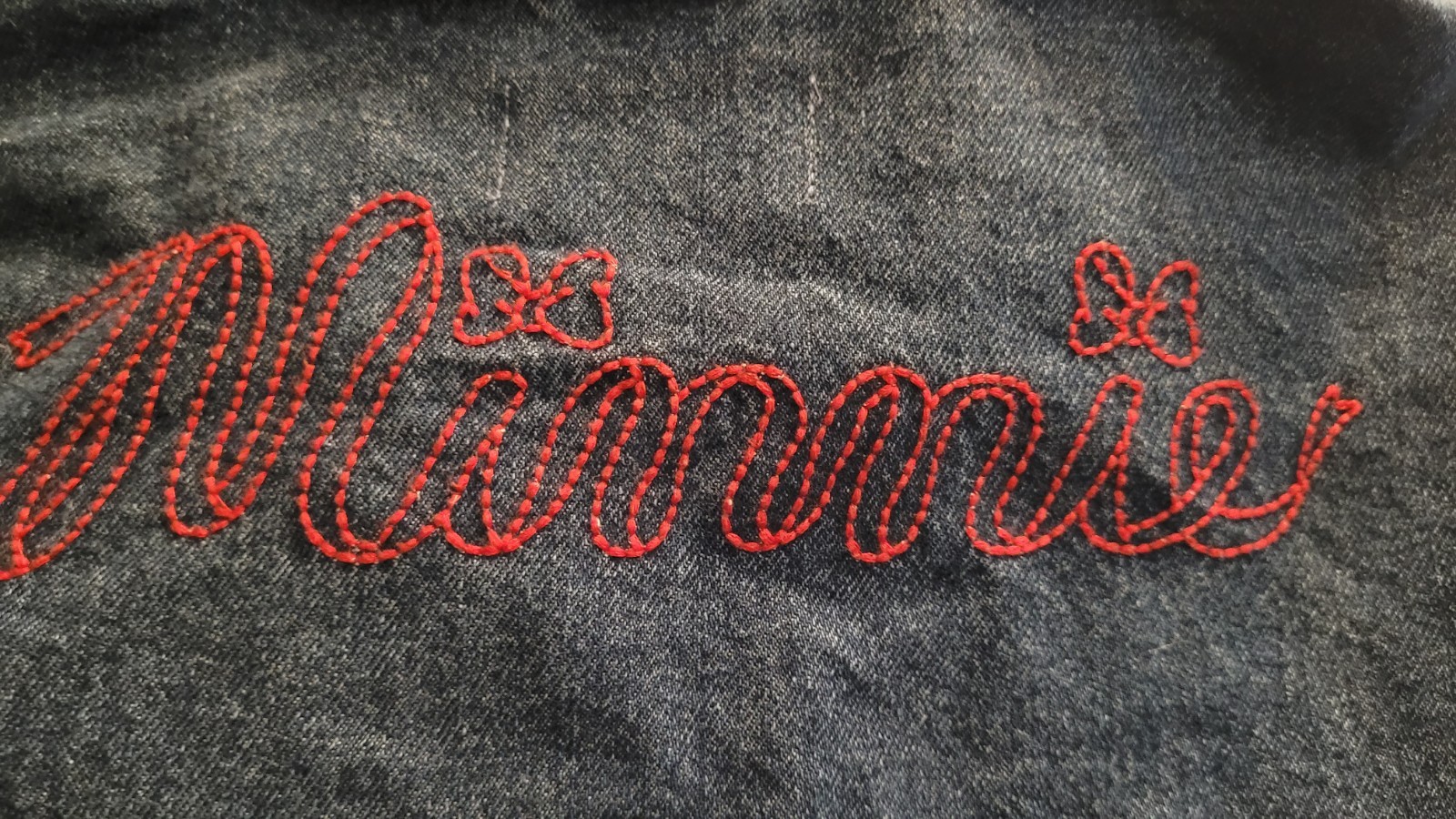 Minne Mouse Denim Trucker Jacket Disney X Old Navy SIZE LARGE Embroidered NWT