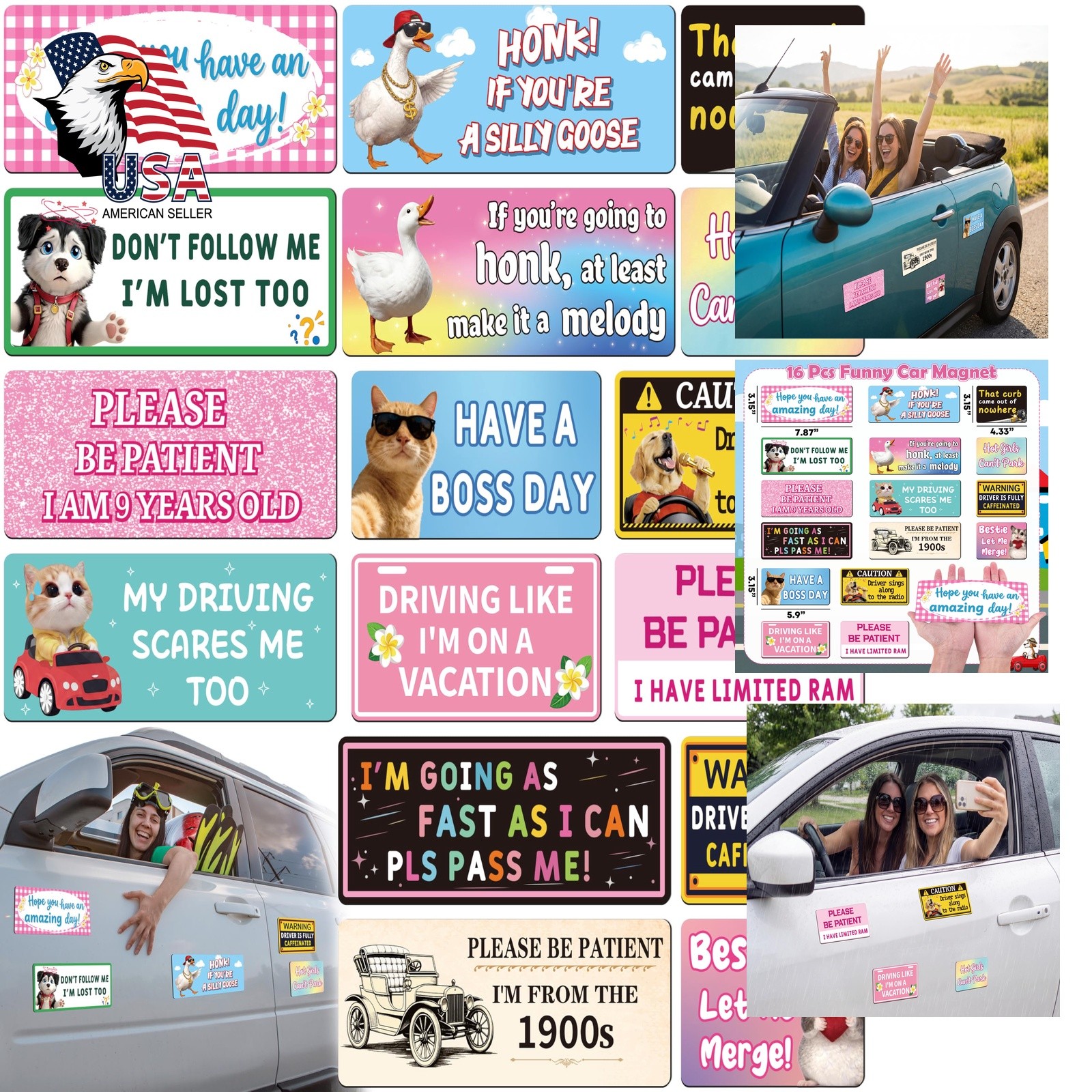 90shine Funny Goose Cat Car Bumper Magnets