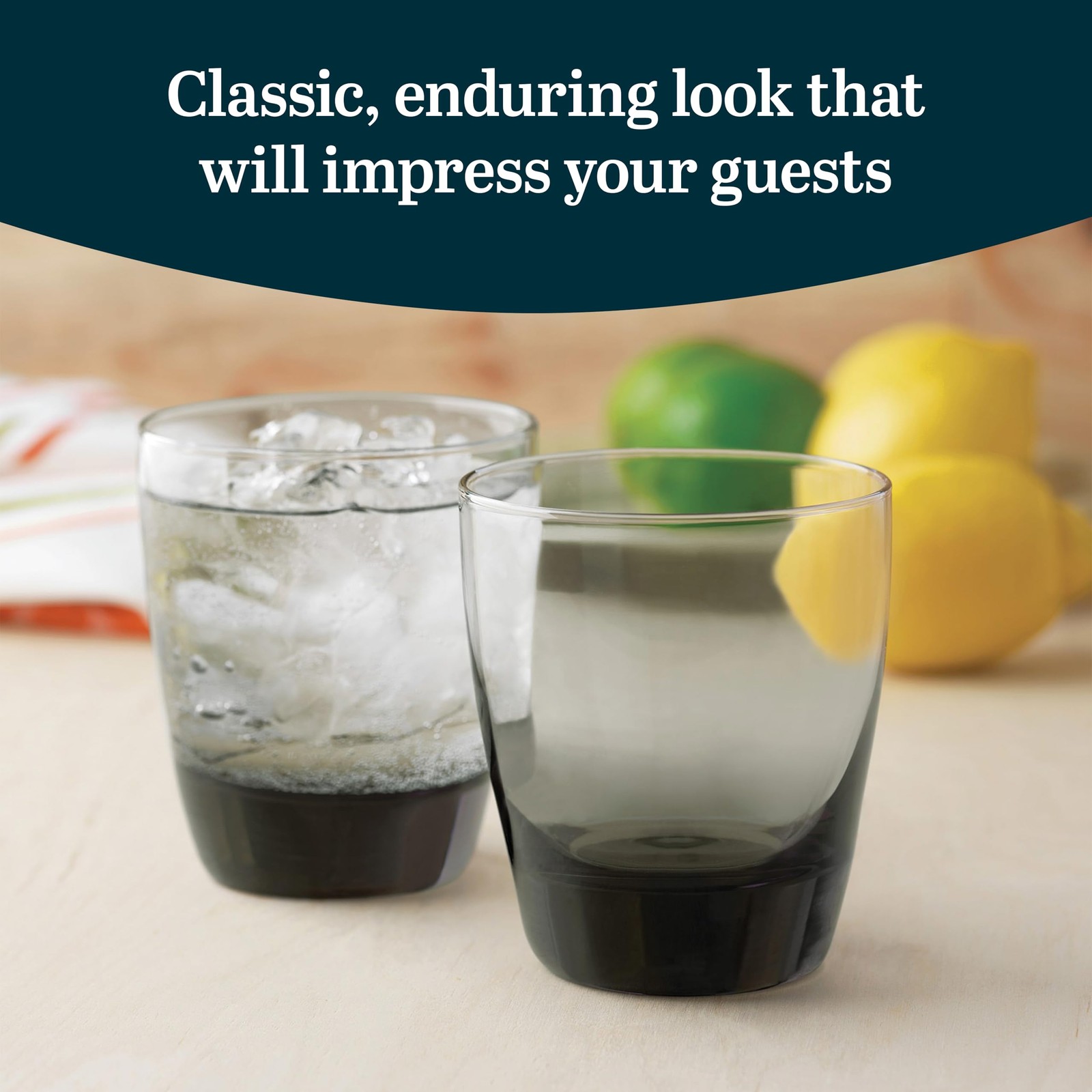 Libbey Classic Smoke Rocks Glasses Set Classic Glassware Drinking Glasses Set