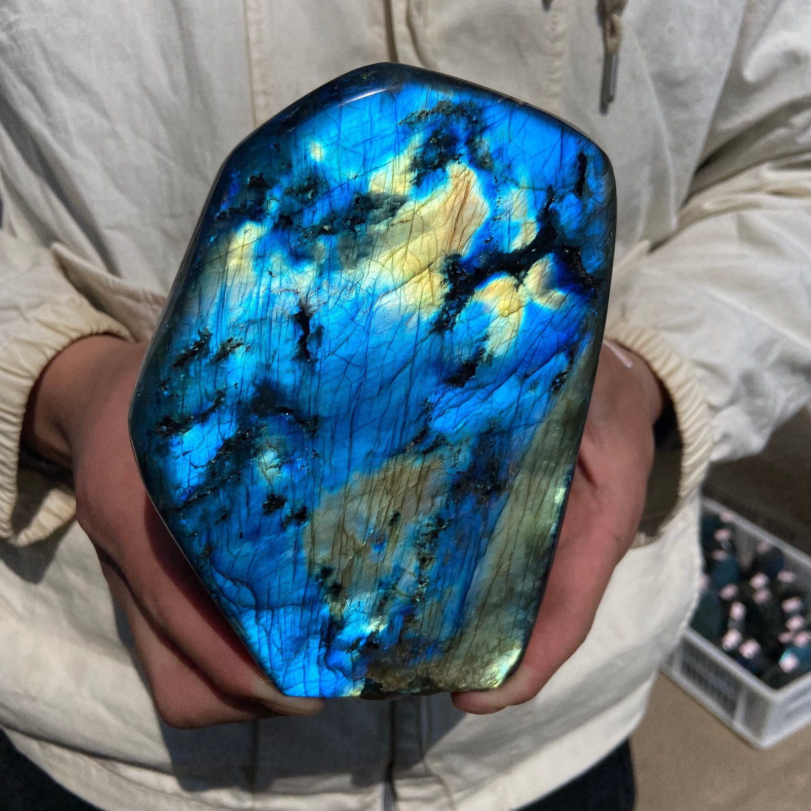 4.4lb Natural Gorgeous Labradorite Quartz Crystal Stone Specimen Healing