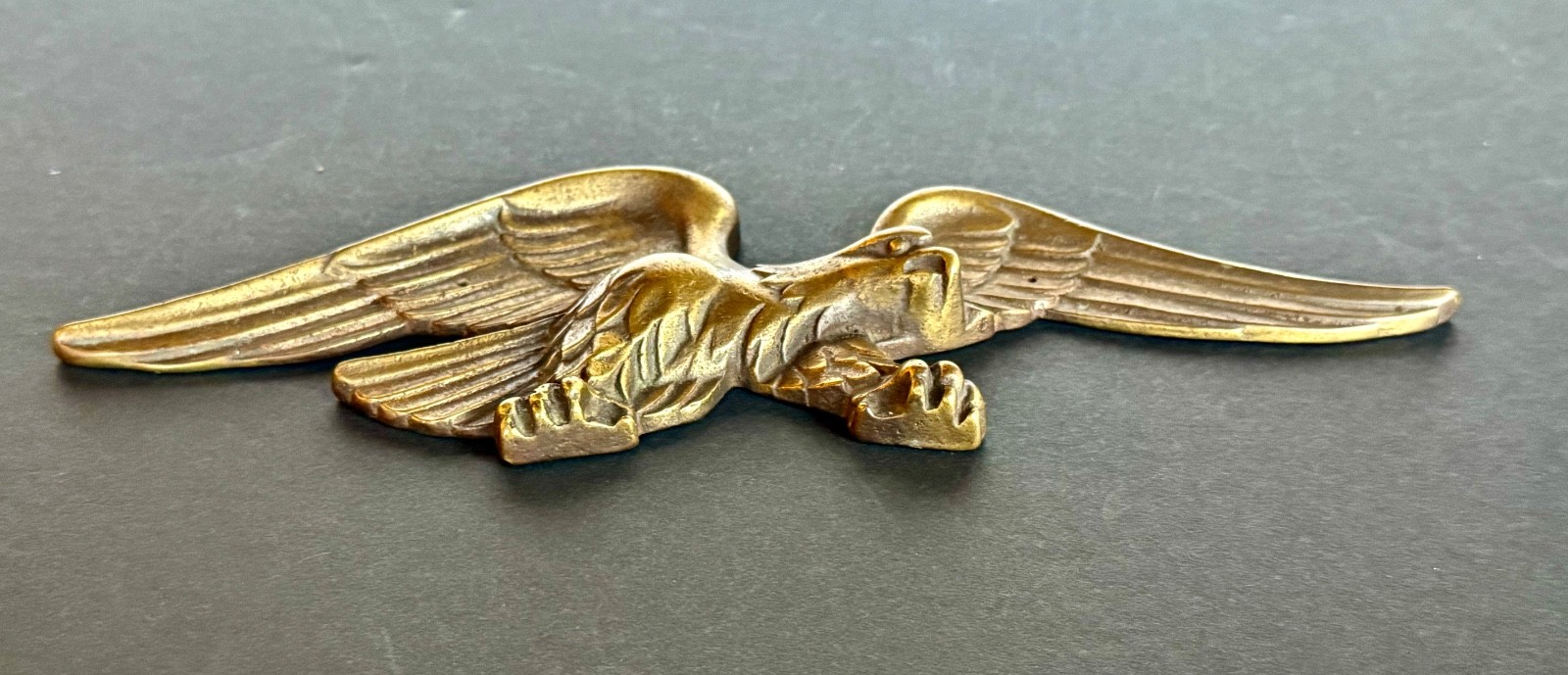 Vintage Solid Bronze Eagle Applique 10” Wingspan Foundry Mark Patriotic