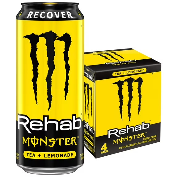 Monster Energy, Rehab Lemonade, Rehab Tea + Lemonade, 15.5 oz, 4 Pack