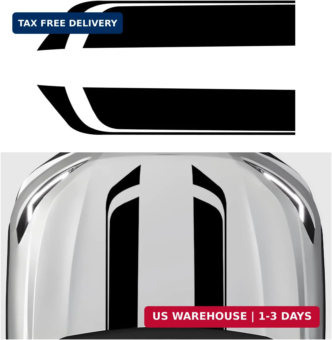2 PCS Car Hood Stripe Sticker, 33.5″×6.5″ Universal Racing Stripes Decal Auto Bo