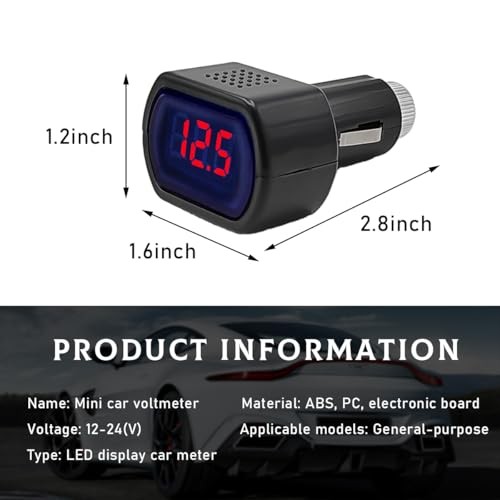 Car LED Display Voltmeter – DC 12V 24V Battery Voltage Tester – Digital 1 PCS