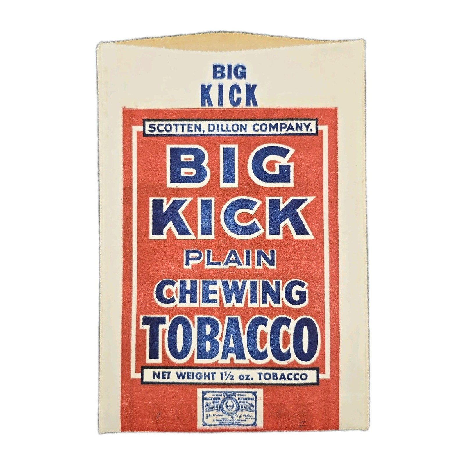 Big Kick plain Chewing Tobacco Scotten Dillon Company tobacco pouch