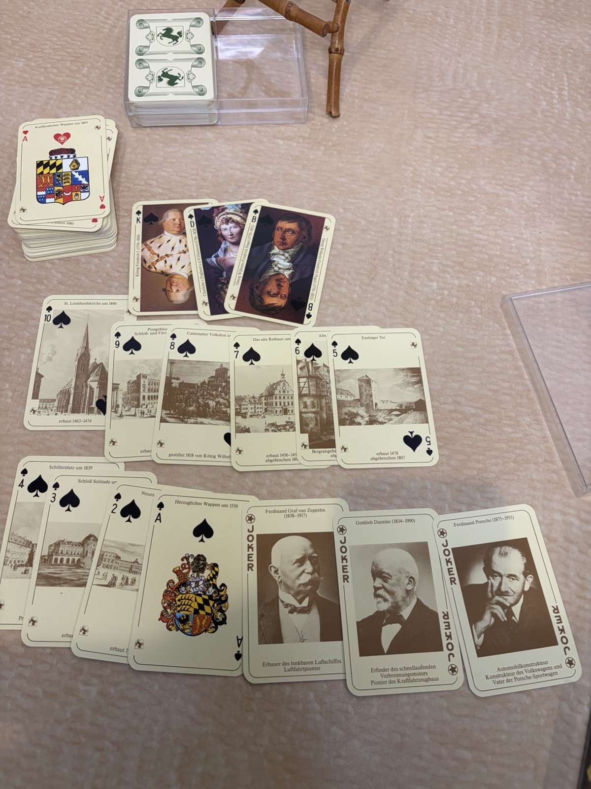 Vintage German Playing Cards Featuring Porsche, Zeppelin & Daimler Jokers