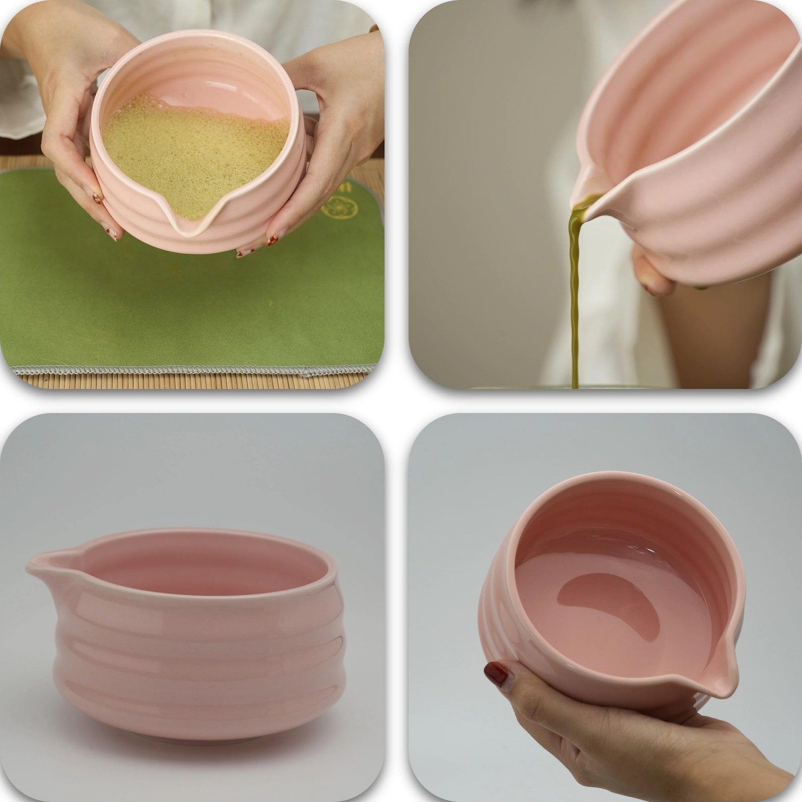 YEEMUOS Matcha whisk Set,7 Pcs Making Kit with Whisk, Pink