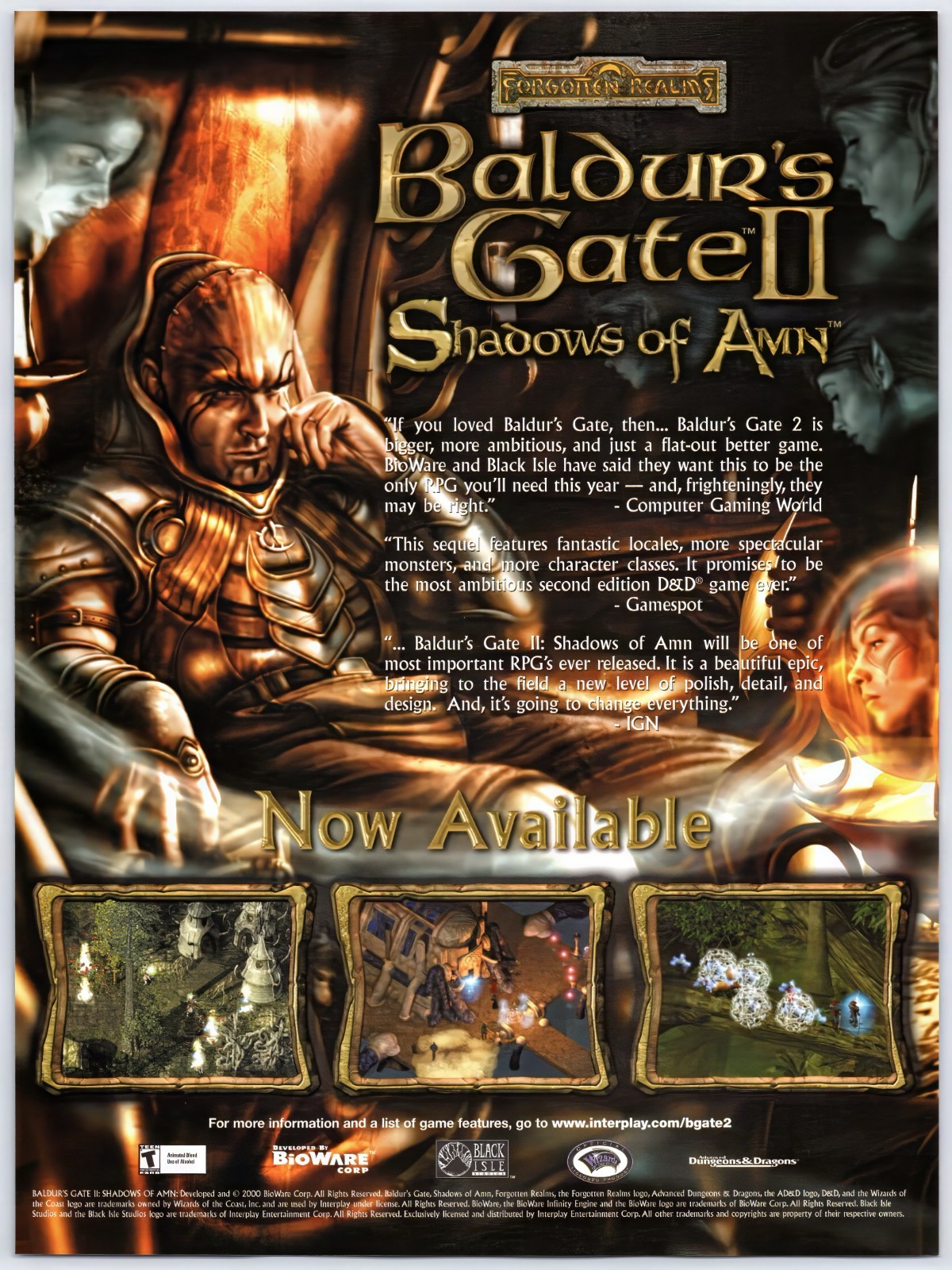 Baldur’s Gate II: Shadows of Amn – PC – Original Print Ad/Poster Promo 2000