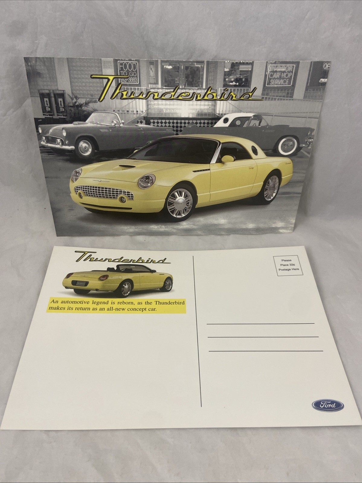 2000s Ford Thunderbird Concept – Vintage 2-Sided Dealer Sales Brochure Card MINT