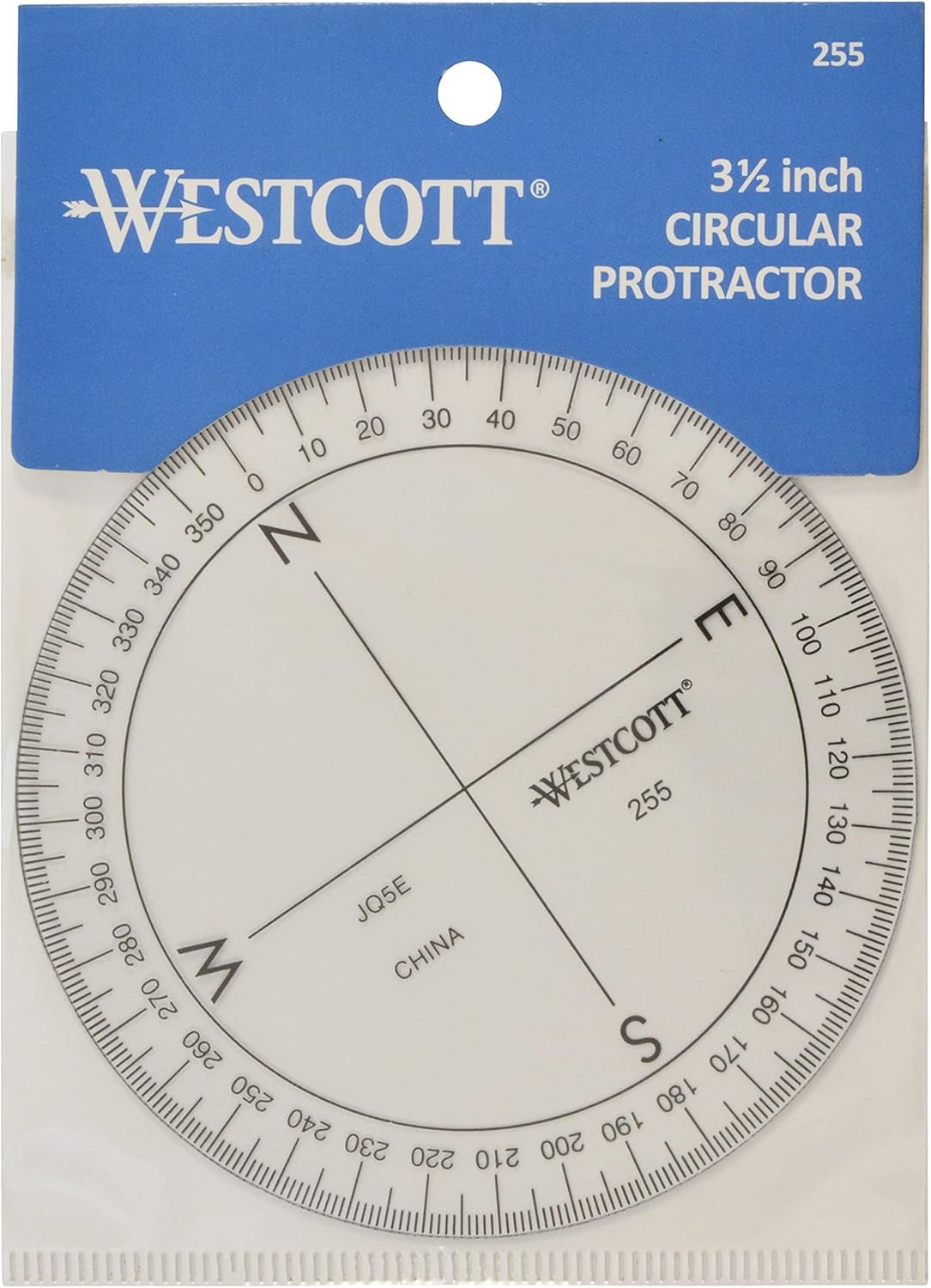 360-Degree Compass Protractor, Crystal Clear Transparent Dial, Calibrated for 36