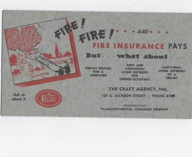 Transcontinental Insurance Company Fire Insurance Ink blotter c1930