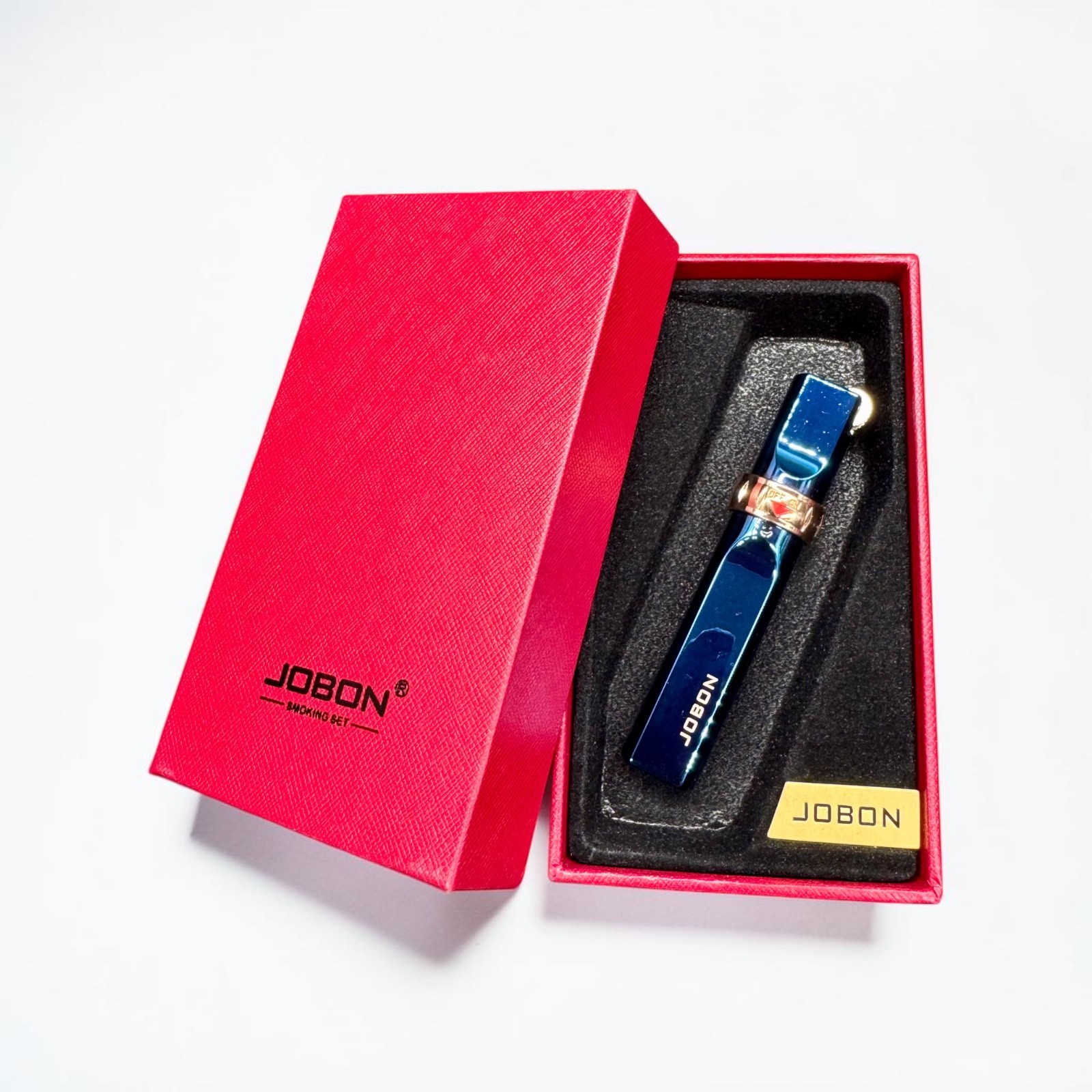 JOBON Windproof Jet Flame Torch Lighter Refillable Butane Metal Gift Box