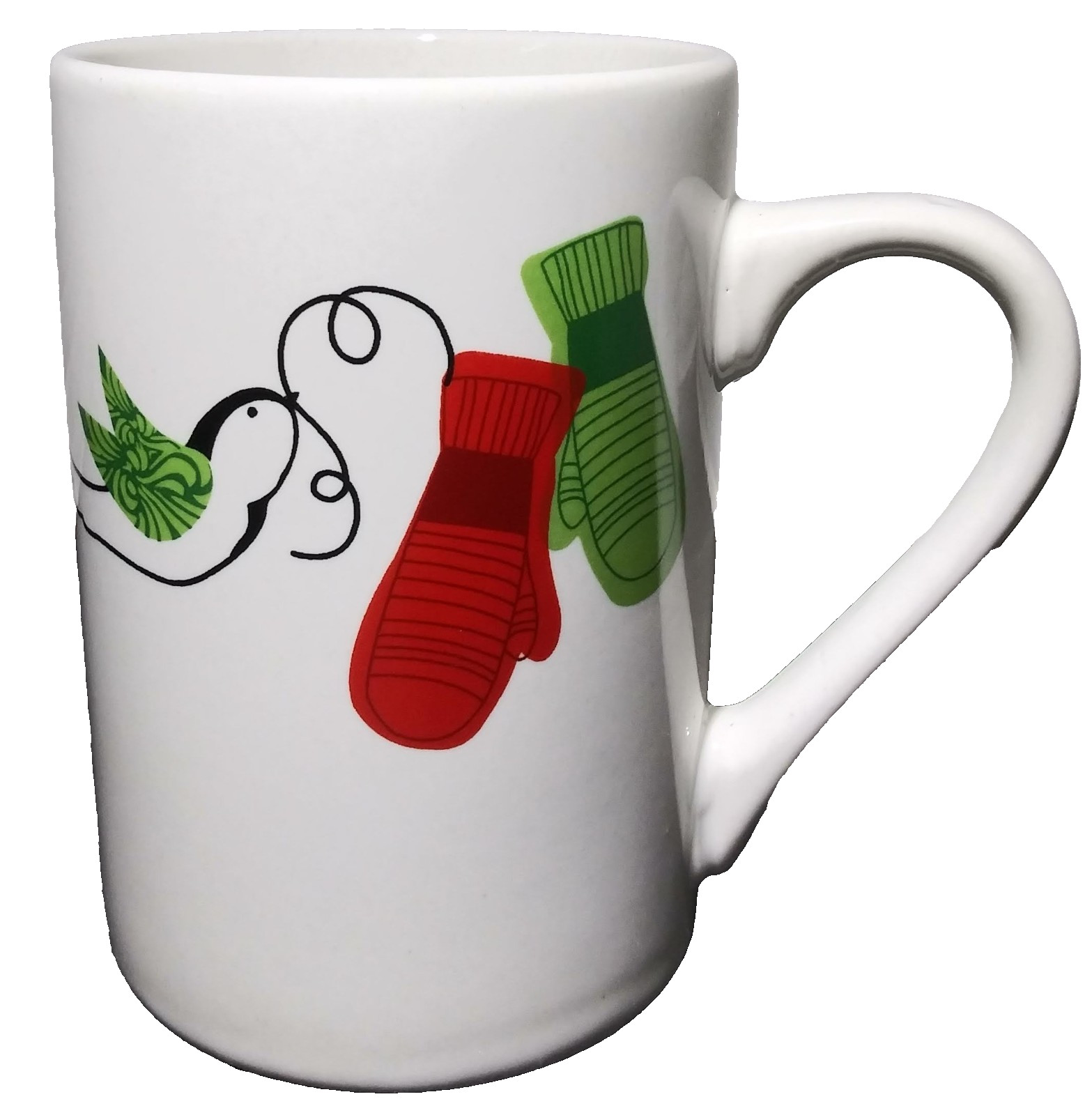 Starbucks Mug White 10 oz Bird Mittens Christmas Holiday Winter Coffee Cup 2011