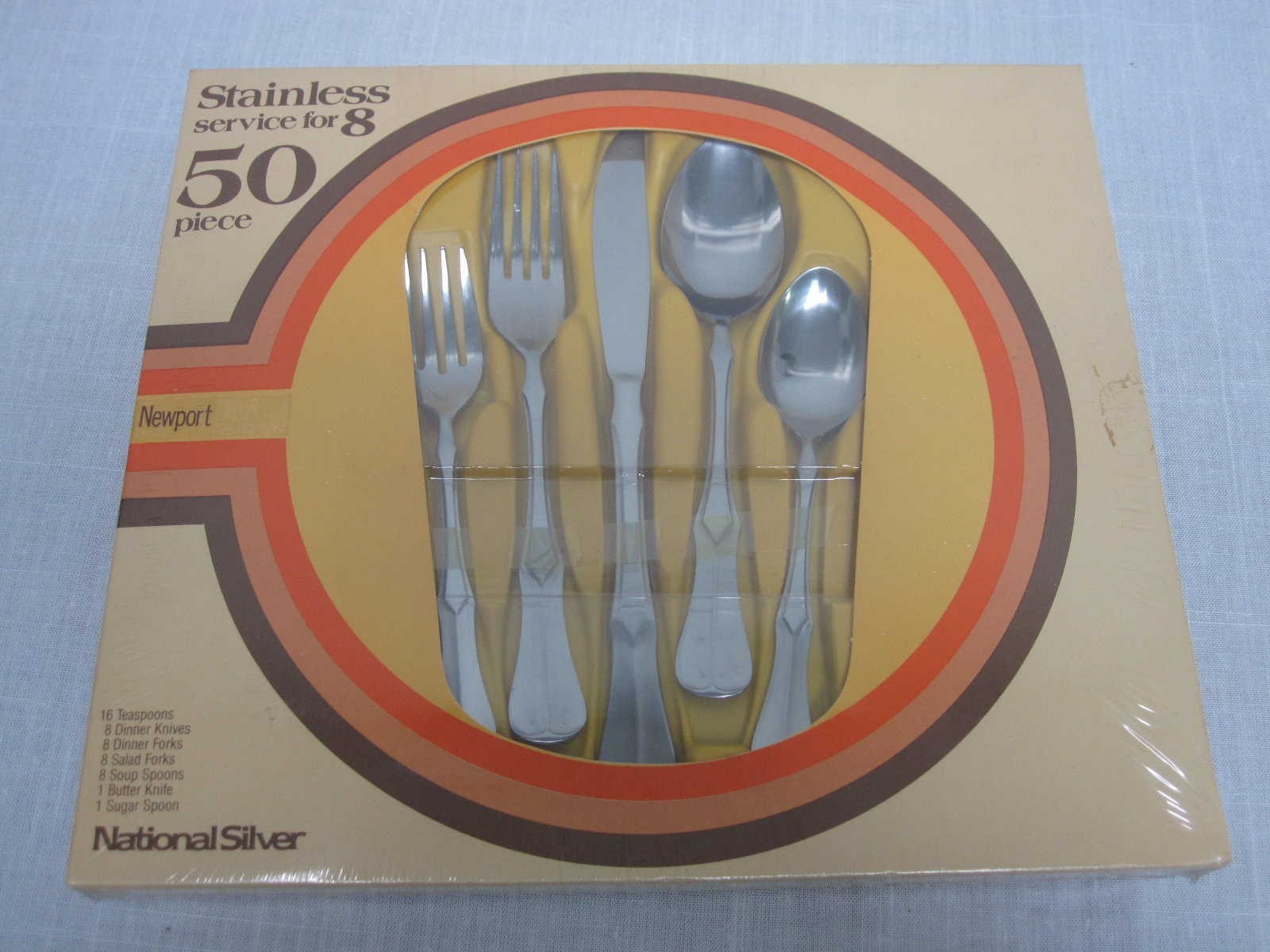 50 PCS NATIONAL STAINLESS “NST27” FLATWARE ~ NOT USED ~ MINT IN BOX!