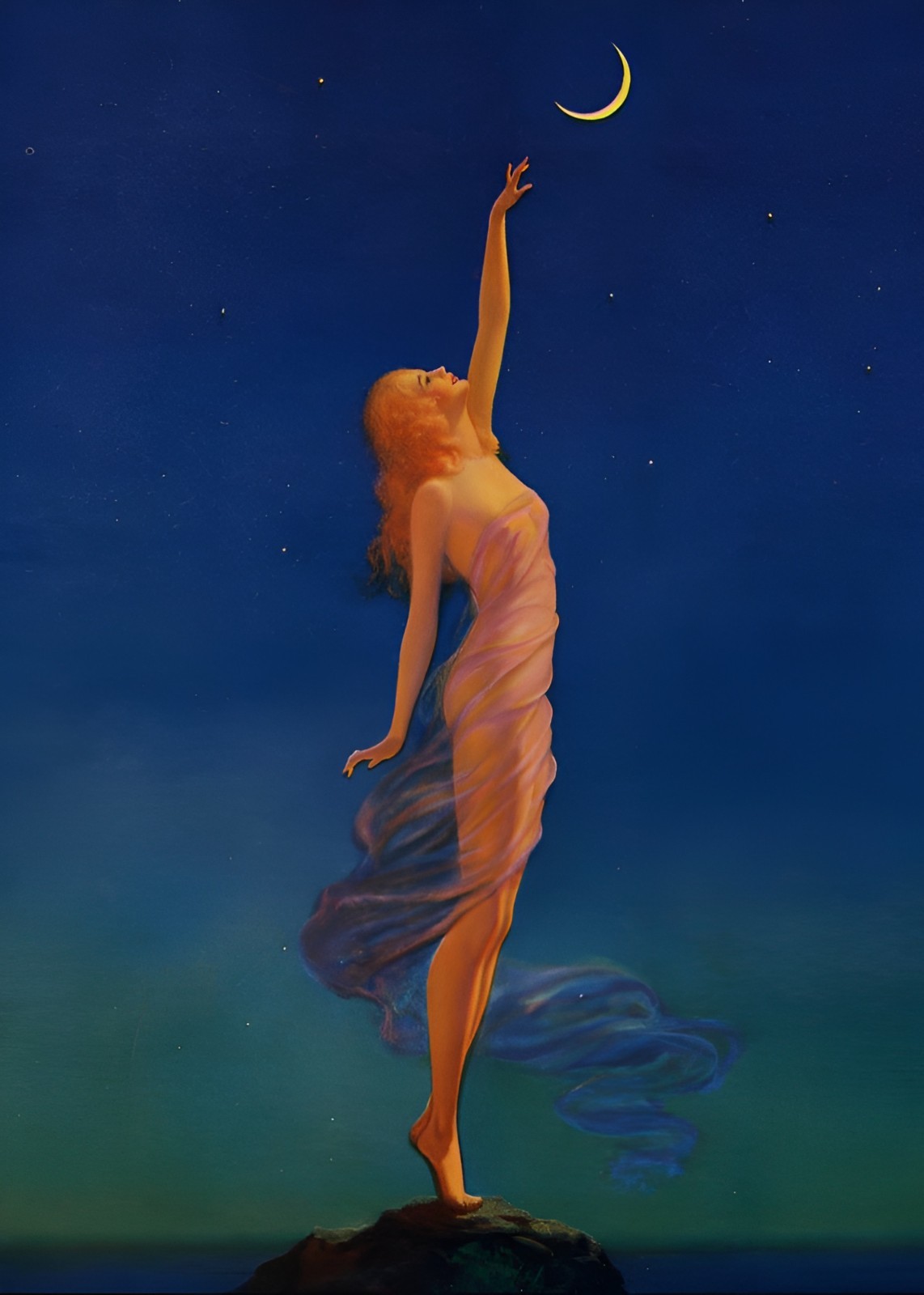 Reaching For The MOON – 1933 Art Deco Image – 5 x 7 in Print