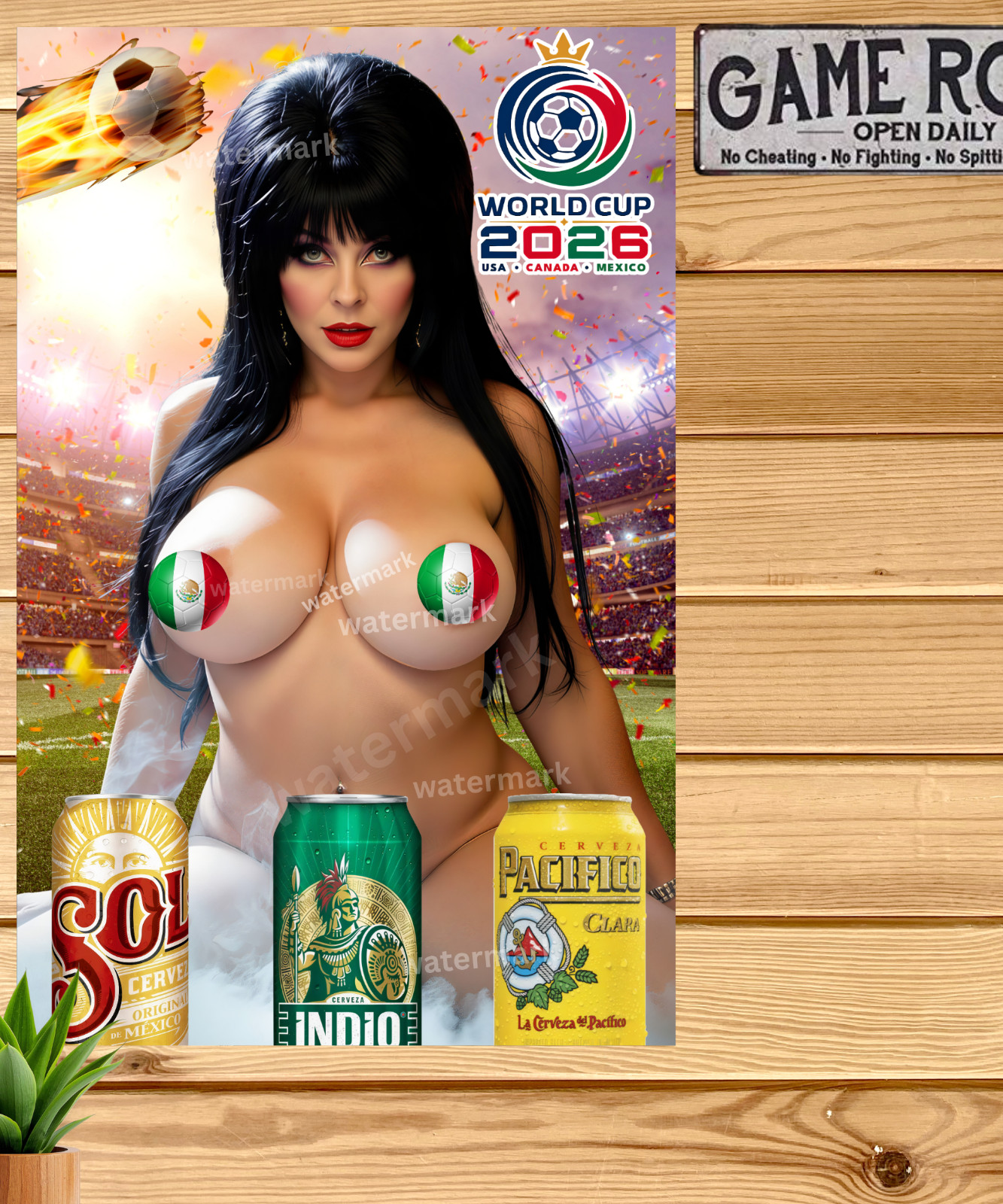 Sol Pacifico Indio Mex Beer Poster Soccer Elvira 11×17 Man Cave Bar Decor Read D