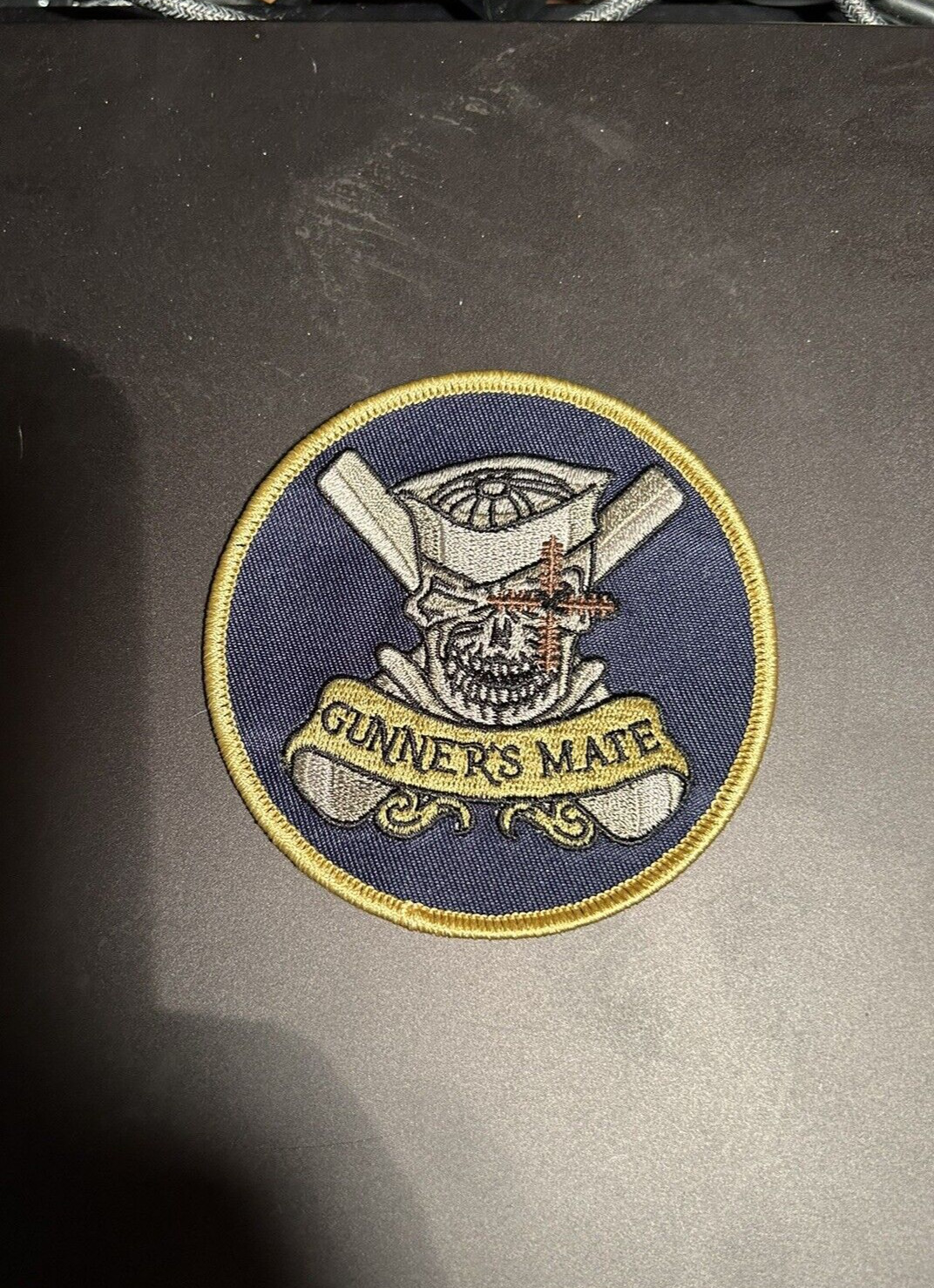 U S Navy “GUNNERS MATE” Patch 3″ Round (Iron On/Sew On)