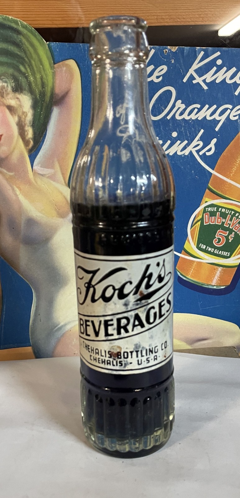 ACL soda bottle KOCH’S painted label Beverages CHEHALIS WASHINGTON Lewis county
