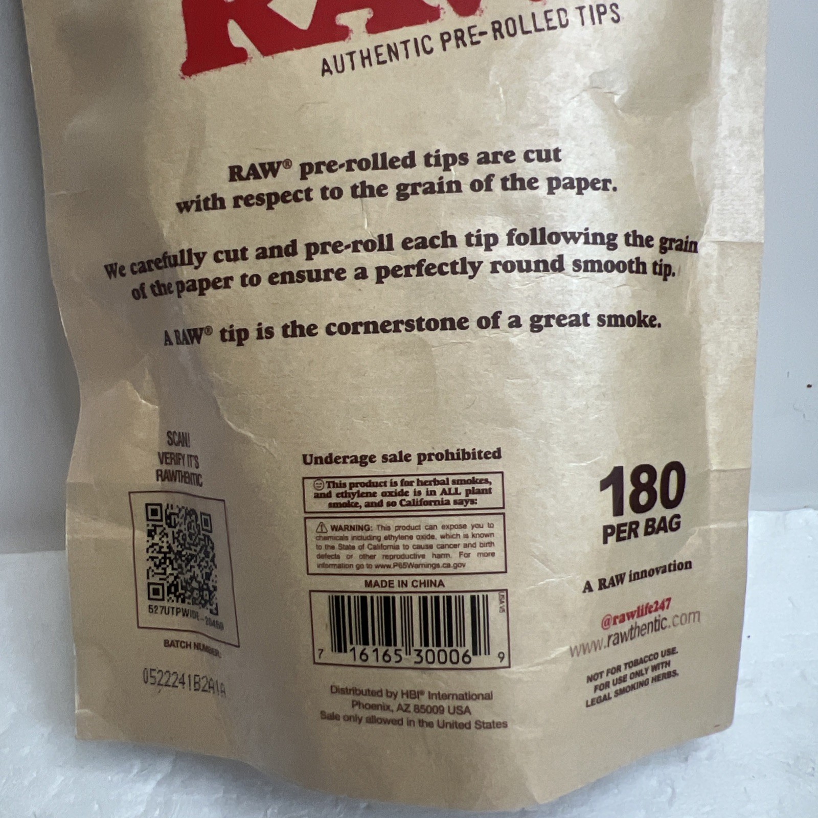 RAW Pre-Rolled WIDE Tips Filter Tips – 180 count Bag Ready To Use!