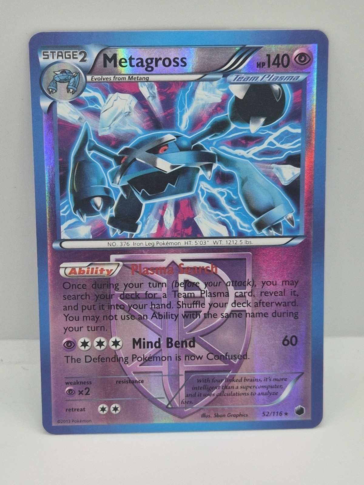 Metagross 52/116 Holo Rare Plasma Freeze Pokemon Reverse Holo
