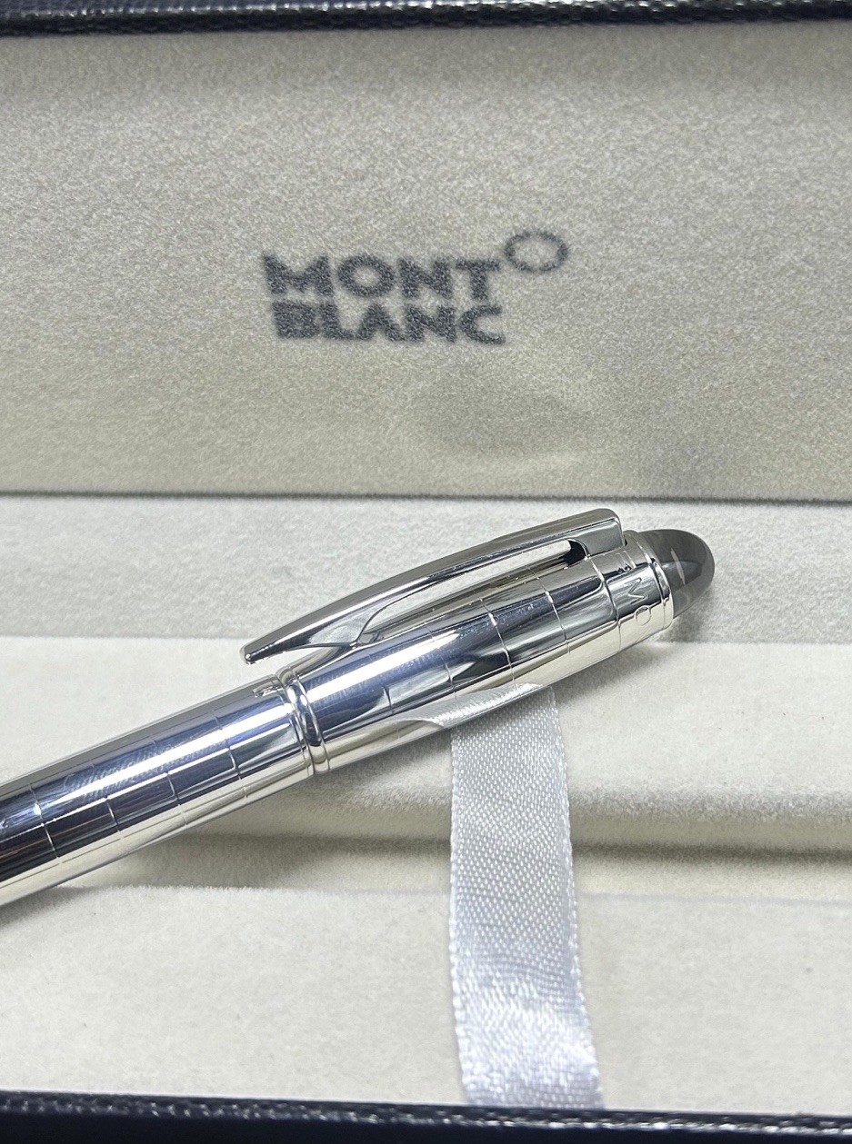 Montblanc Starwalker Ballpoint Pen Check Silver Body + Clip Black Ink