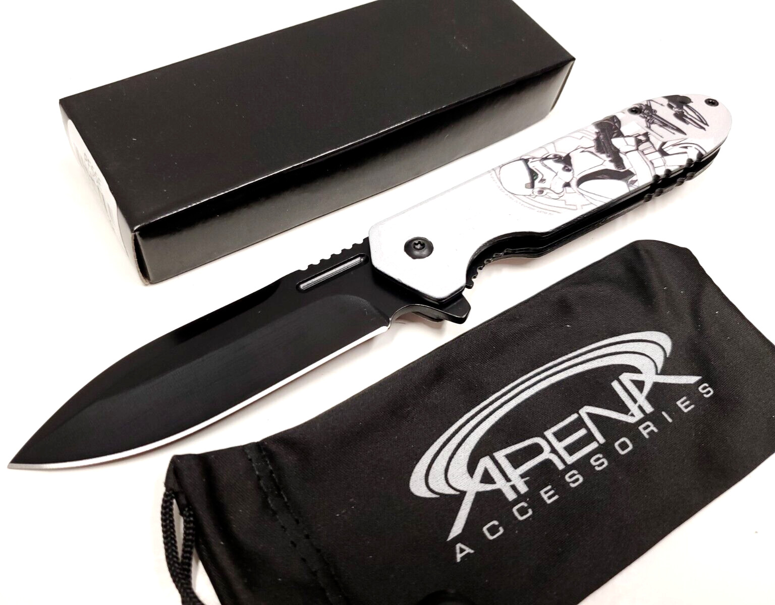 Stormtrooper Star Wars Pocket Knife Spring Assisted EDC Blade Tip Up Carry