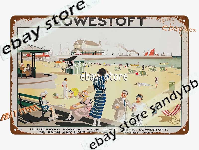 1920s Lowestoft LMS retro coastal sign heritage plaque Tin Sign indoor wall art