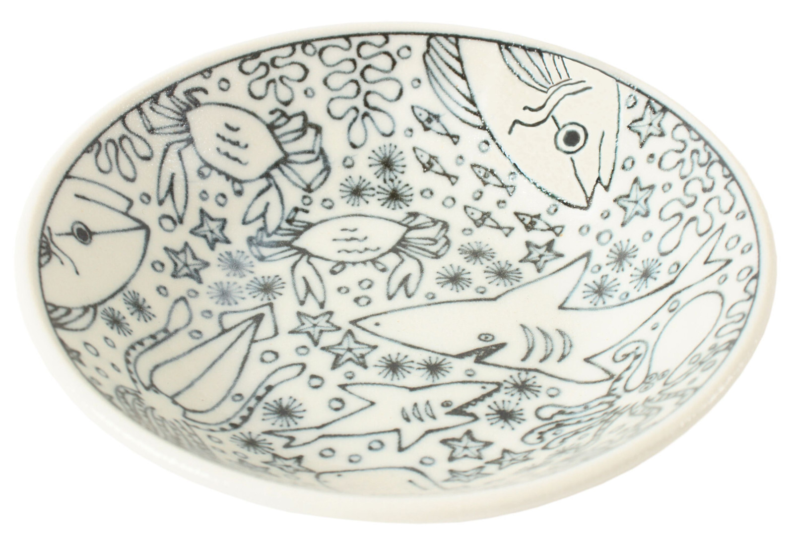 Mino ware Japan Ceramics 5.4inch Round Deep Plate Sea Creatures made in Japan