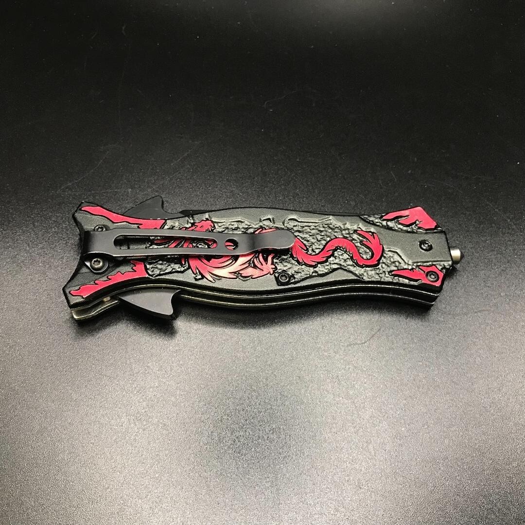 8.5″ Red Dragon Tactical Survival Spring Assisted Open Folding Pocket Knife