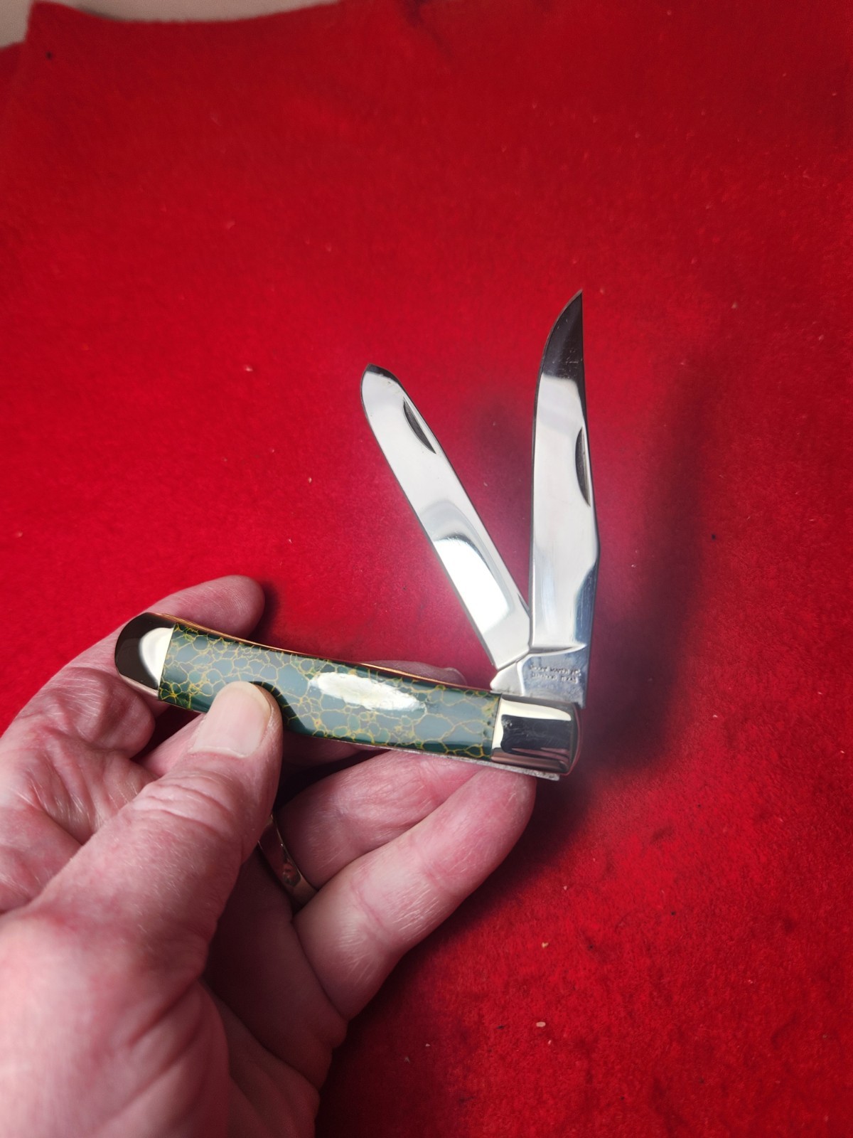 Moore Maker USA 4202 Custom Trapper Knife Arizona Jade NIB