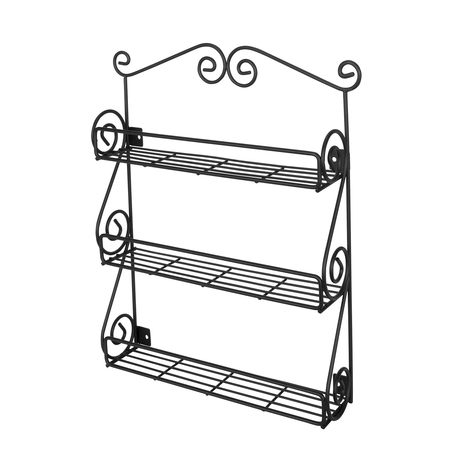 Spectrum Diversified Scroll Wall-Mounted Traditional Spice Rack 3-Tier, Black