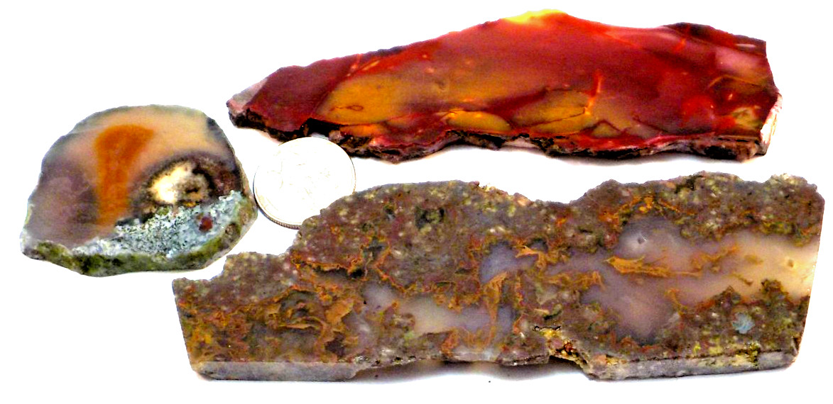 3 Beautiful Agates Mojave Desert, CA Total 7.4 Ounces 1st Picture Wet #3683