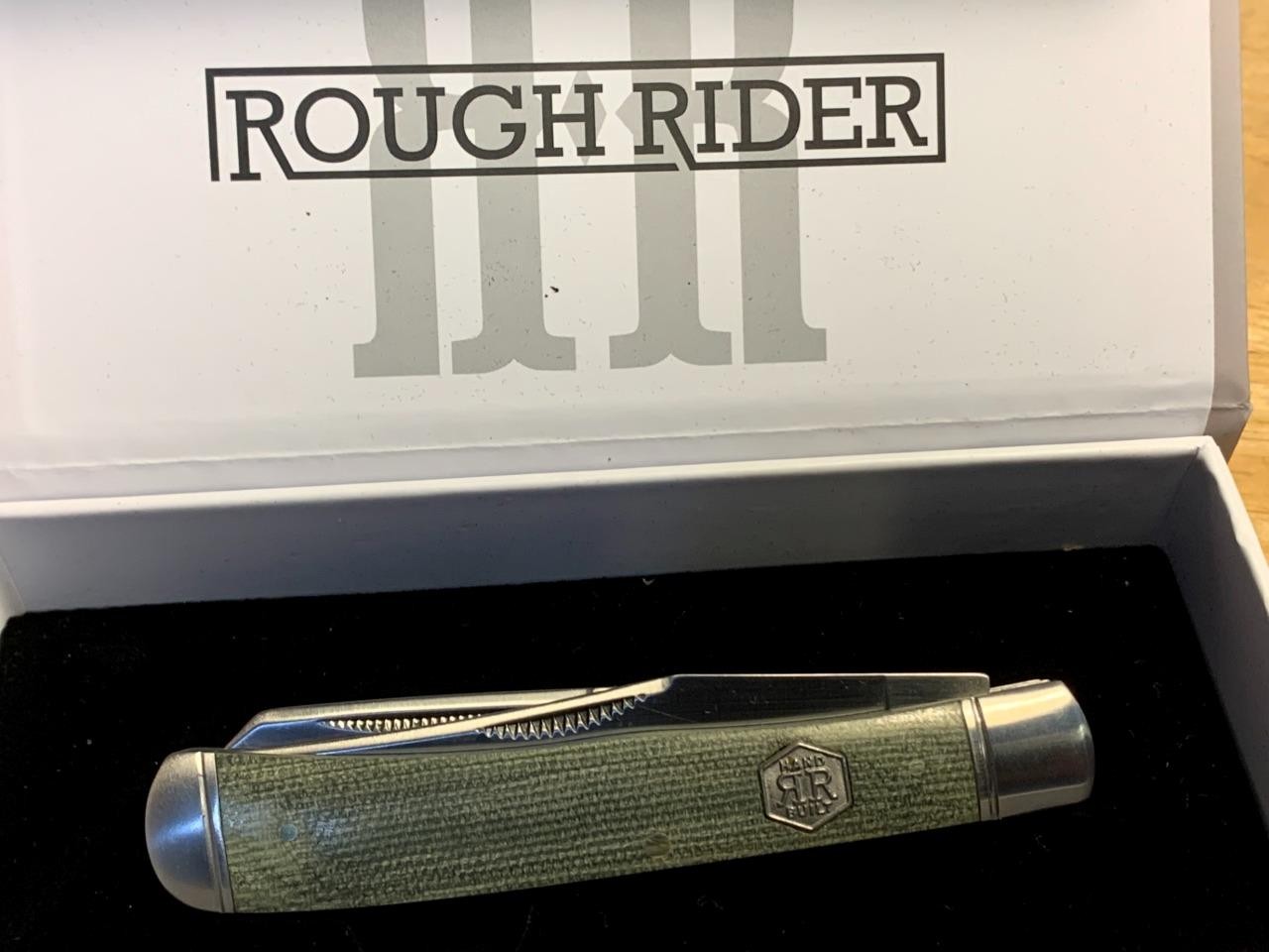 Rough Rider Green Canvas Micarta Trapper 4 1/8″ Pocket Knife RR1990