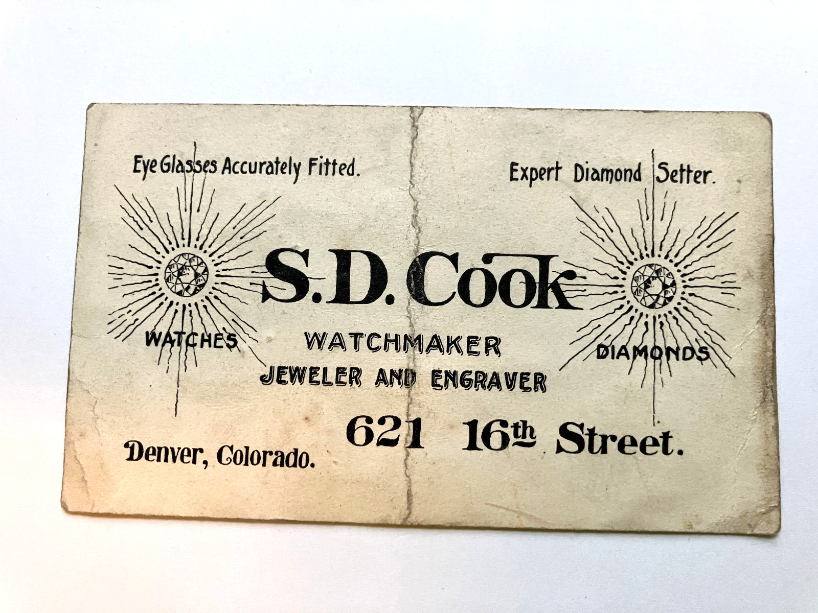 COLORADO STATE DENVER S D COOK WATCHMAKER JEWELER 621 16th STREET DIAMONDS