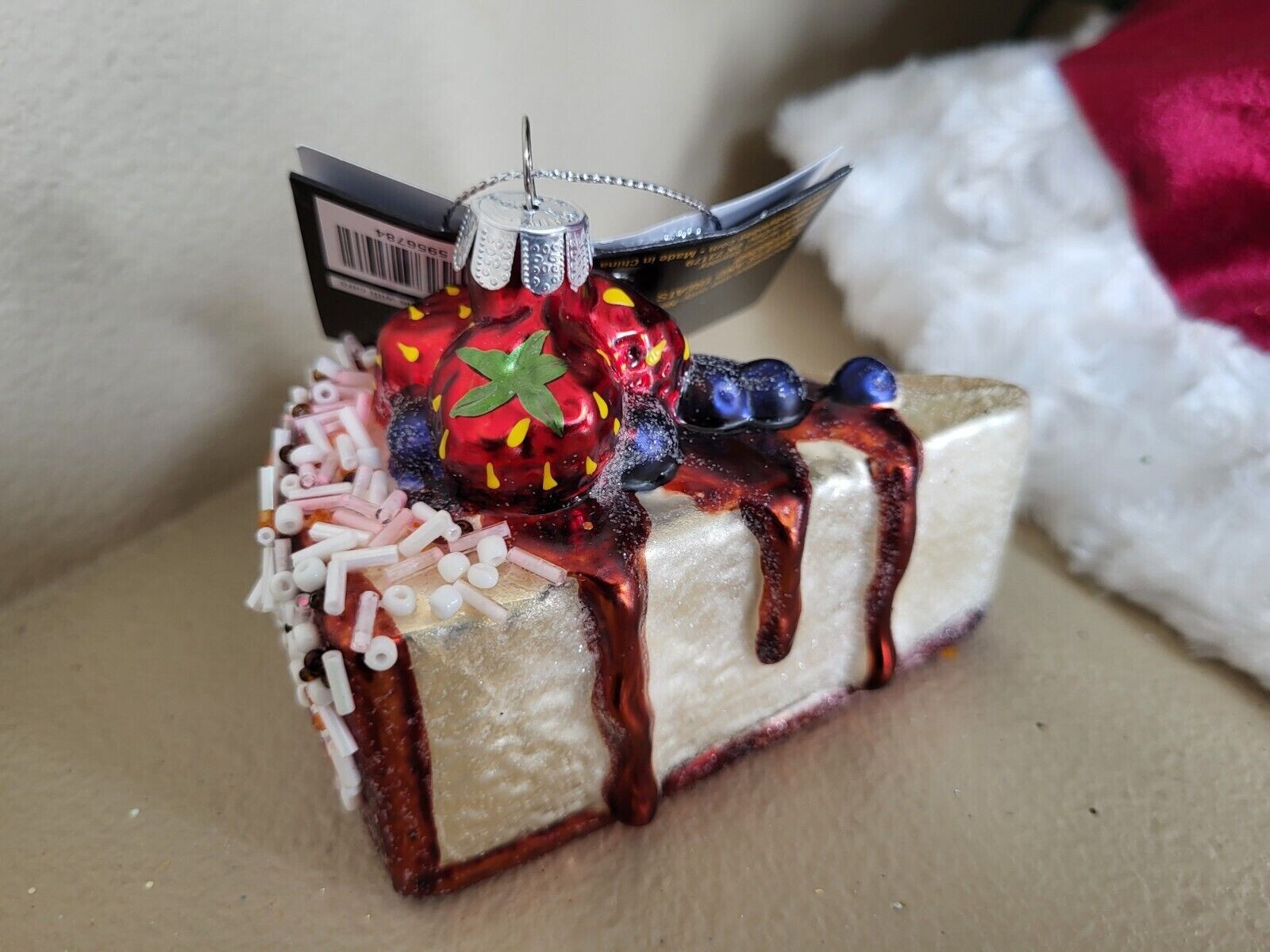 Robert Stanley Blown Glass Cheesecake Pie w/ Berries Christmas Tree Ornament