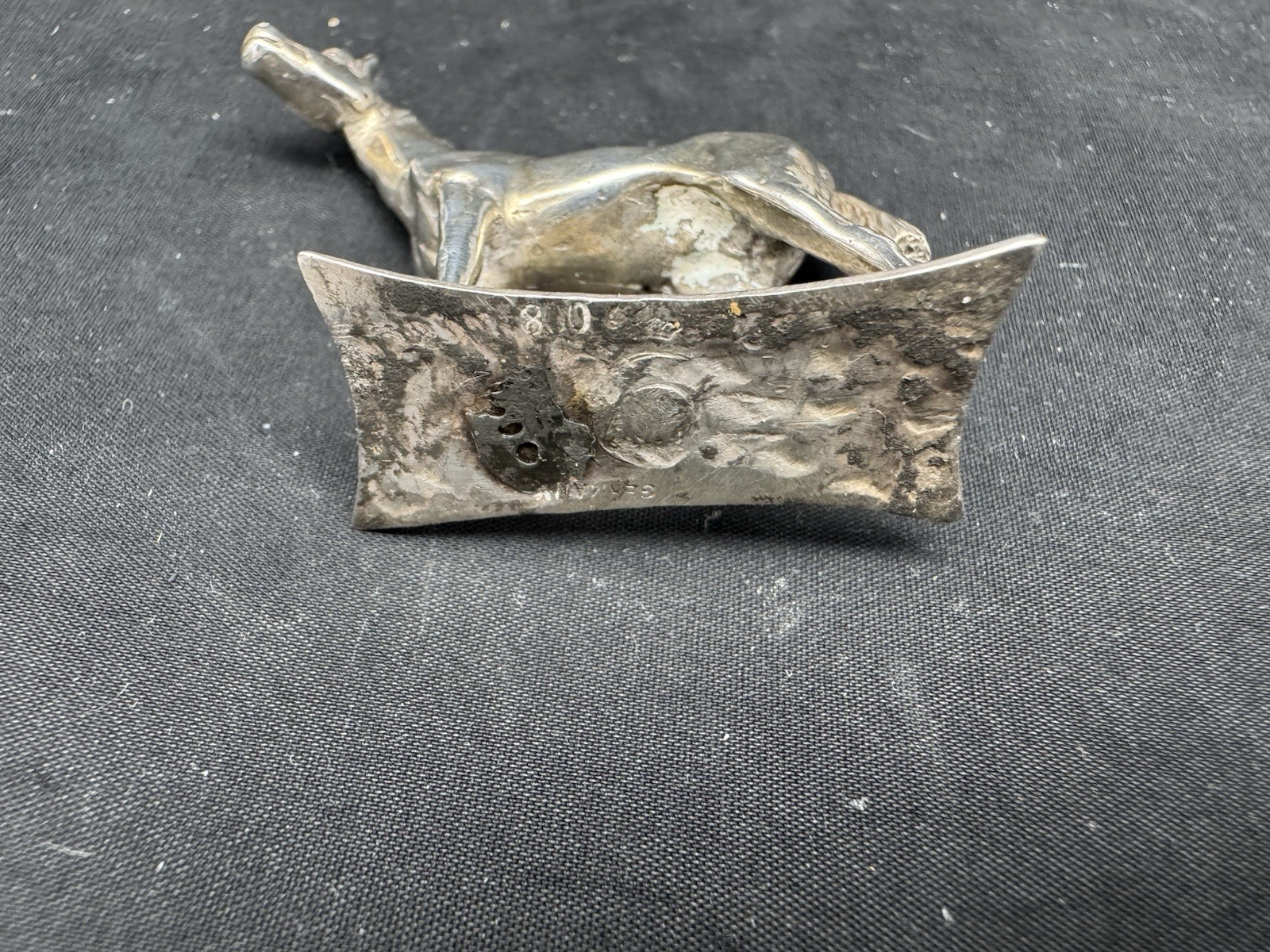 ANTIQUE MINIATURE GERMAN SOLID 800 SILVER HORSE STATUE, 29.6 grams
