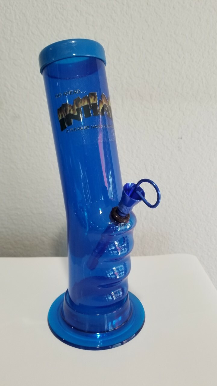 INHALE®️ 2X9″ GRIP ACRYLIC HOOKAH WATER PIPE WITH A THUMB CARB MADE IN THE USA